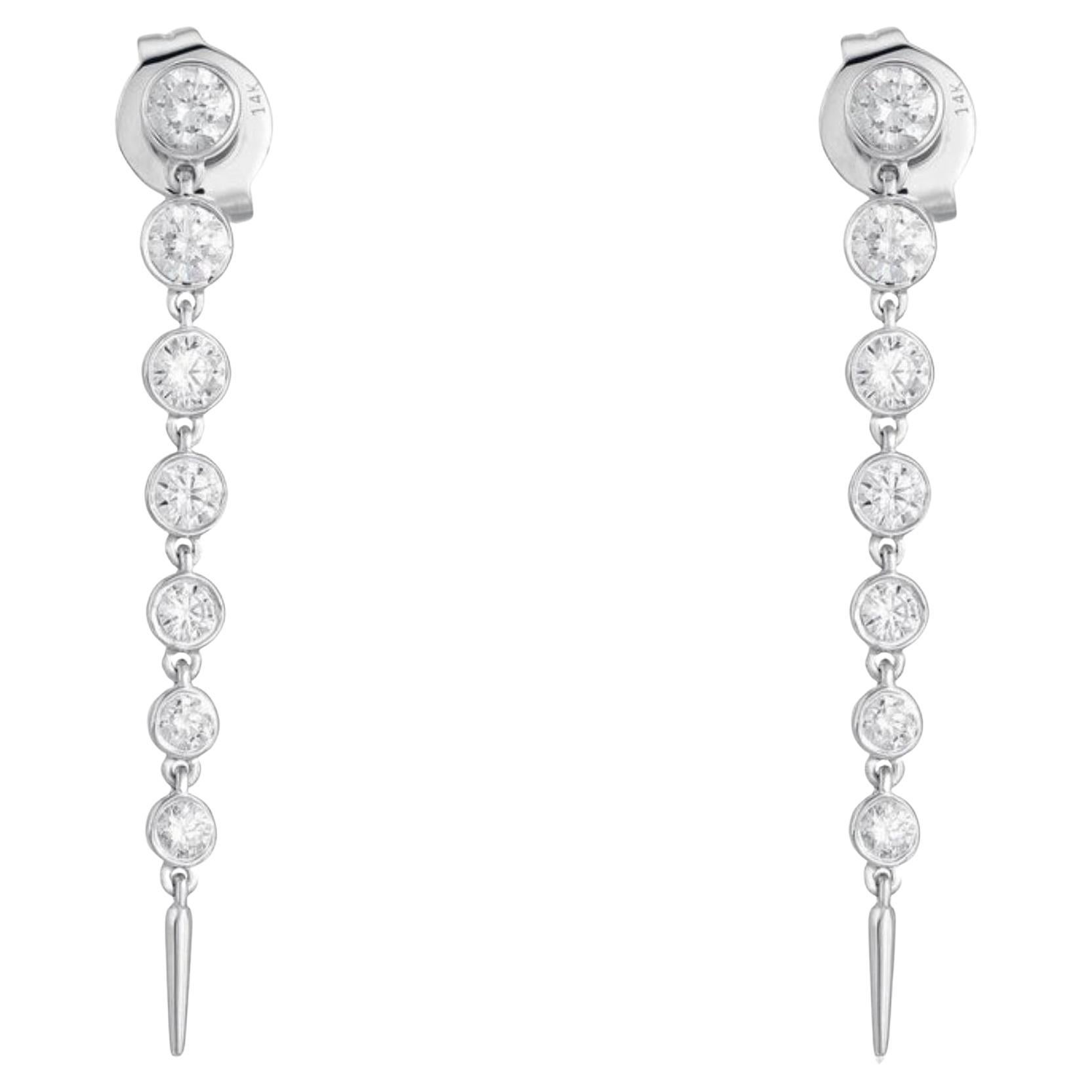 0.91ct Round Diamond 14K Gold Drop Earrings