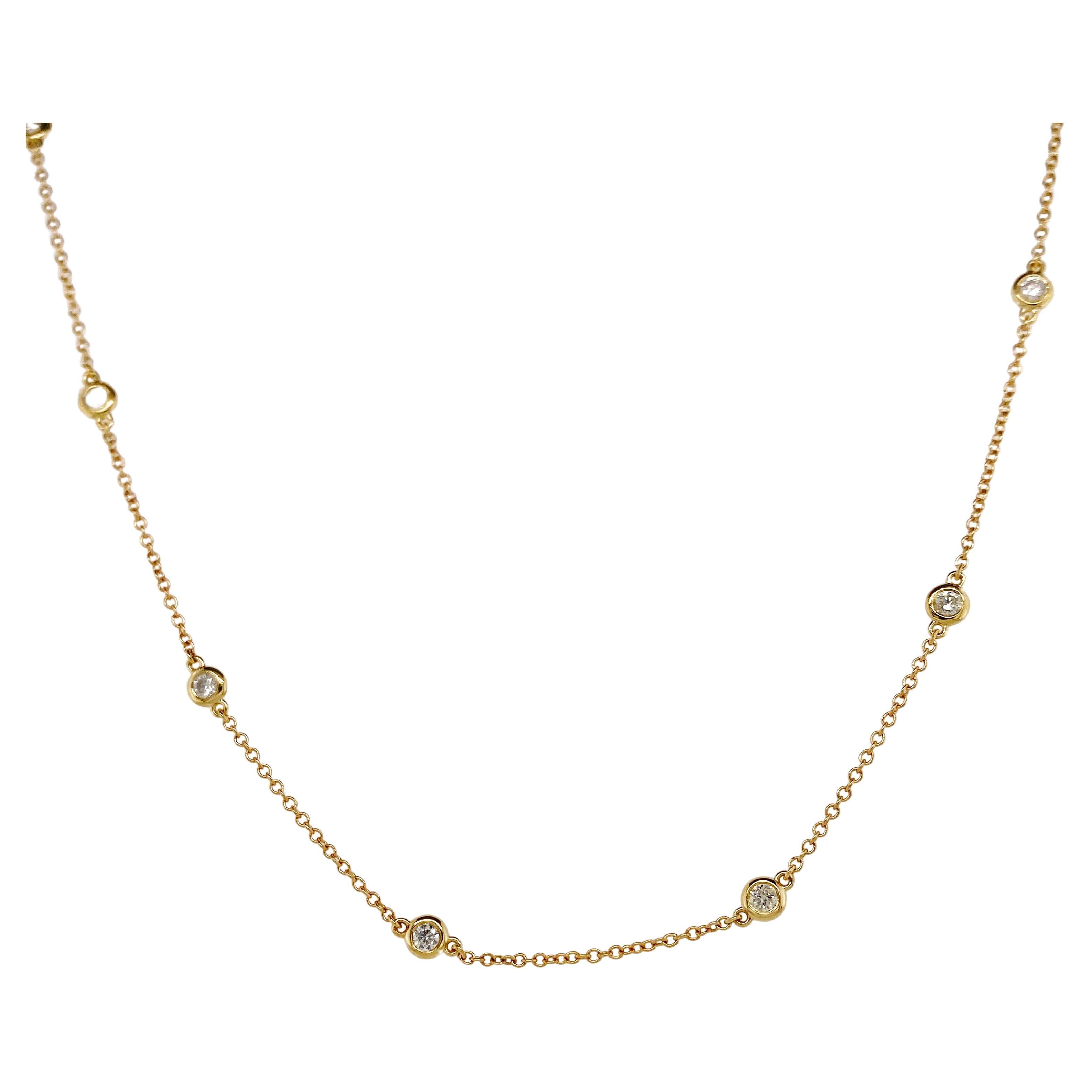 Eight Diamonds Necklace Diamonds by the Yard Necklace in 14K Yellow Gold