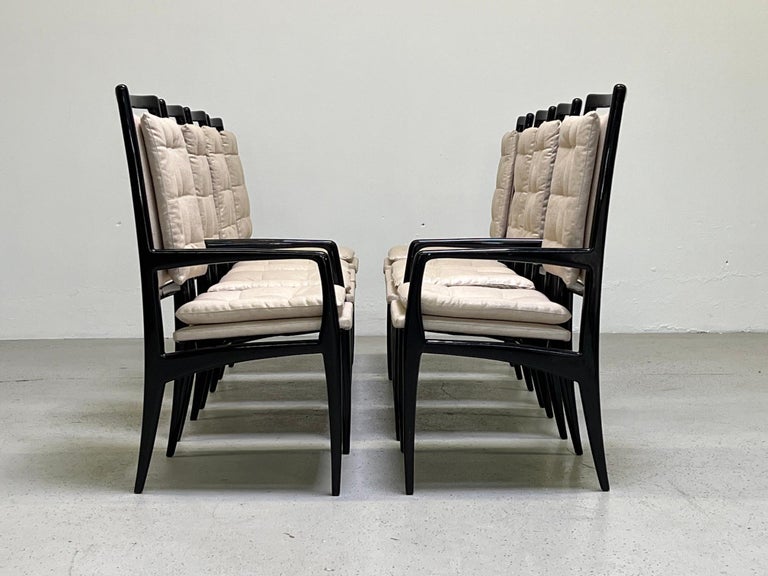 Silk Eight Dining Chairs by Vladimir Kagan For Sale