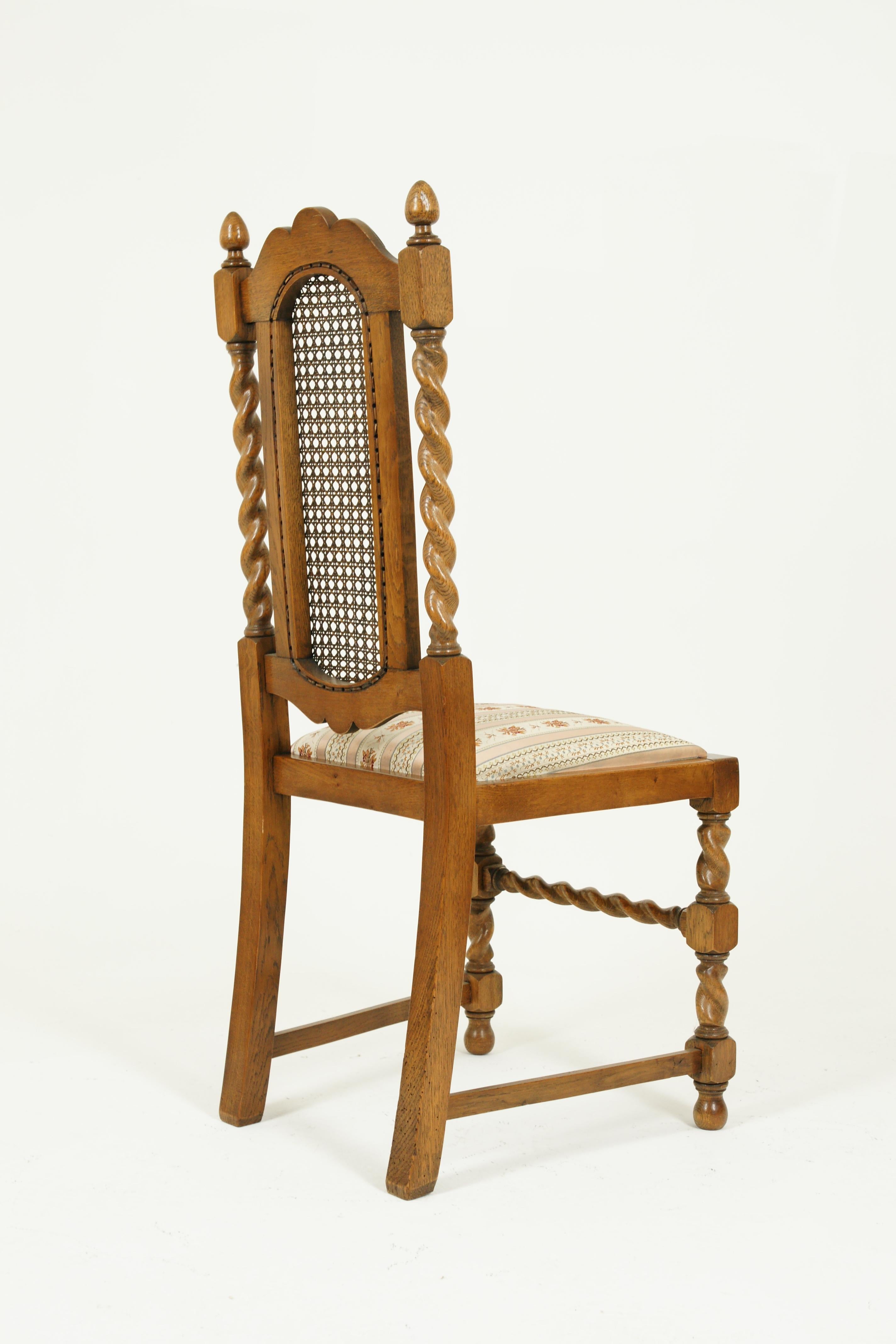 Eight Dining Chairs, Cane Back Chairs, Barley Twist Chairs, Scotland, 1920 1