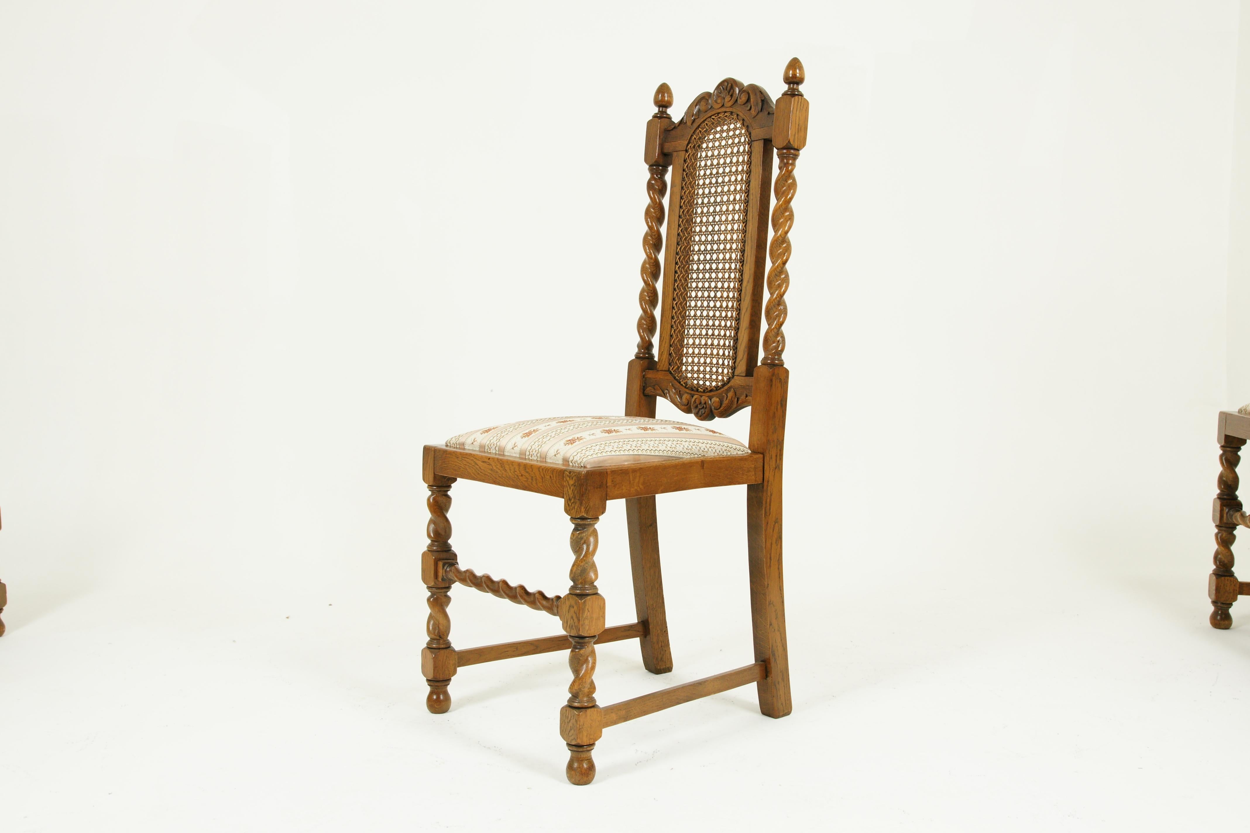 Eight Dining Chairs, Cane Back Chairs, Barley Twist Chairs, Scotland, 1920 4
