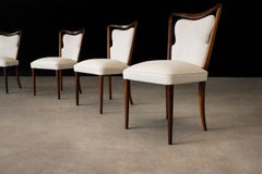 Eight Dining Chairs in Solid Rosewood & Fabric by Giuseppe Scapinelli, 1950s