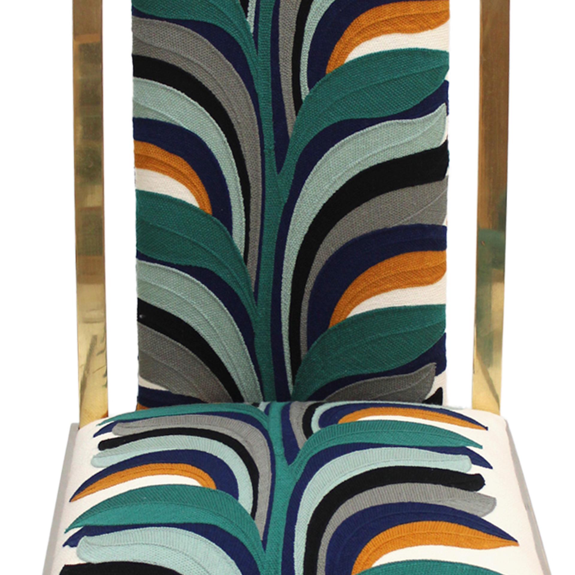 Ottone Otto sedie da pranzo in ottone e acciaio di Michel Mangematin, pronte per la spedizione in vendita