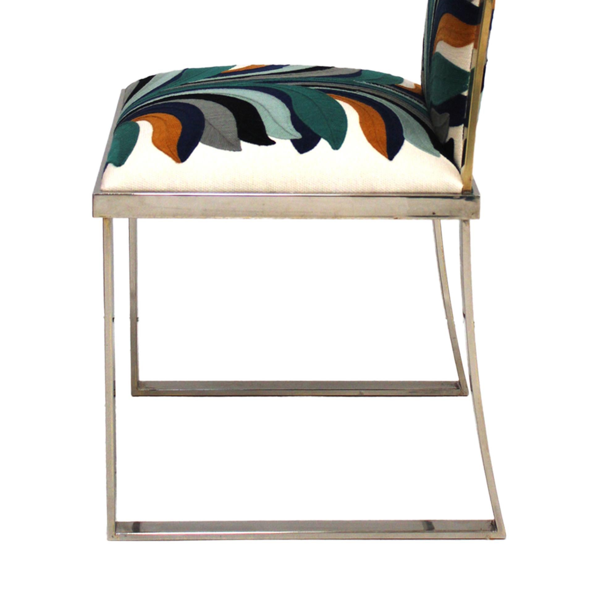 Otto sedie da pranzo in ottone e acciaio di Michel Mangematin, pronte per la spedizione in vendita 1