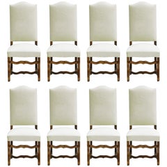 Eight Dining Chairs Os de Mouton Upholstered Ready for Top Covers Walnut