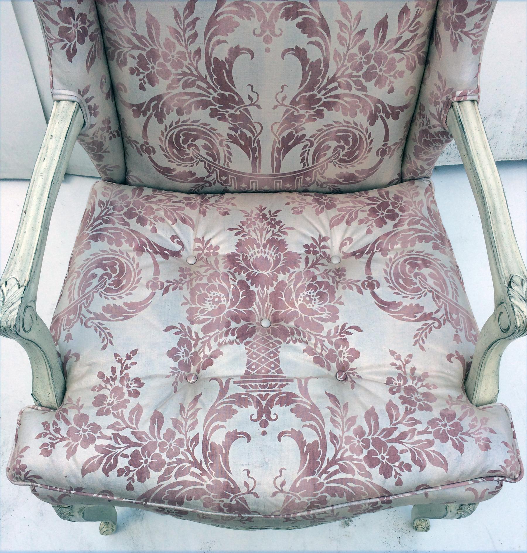 Eight Dining Room Chairs with Fortuny Style Fabric 5