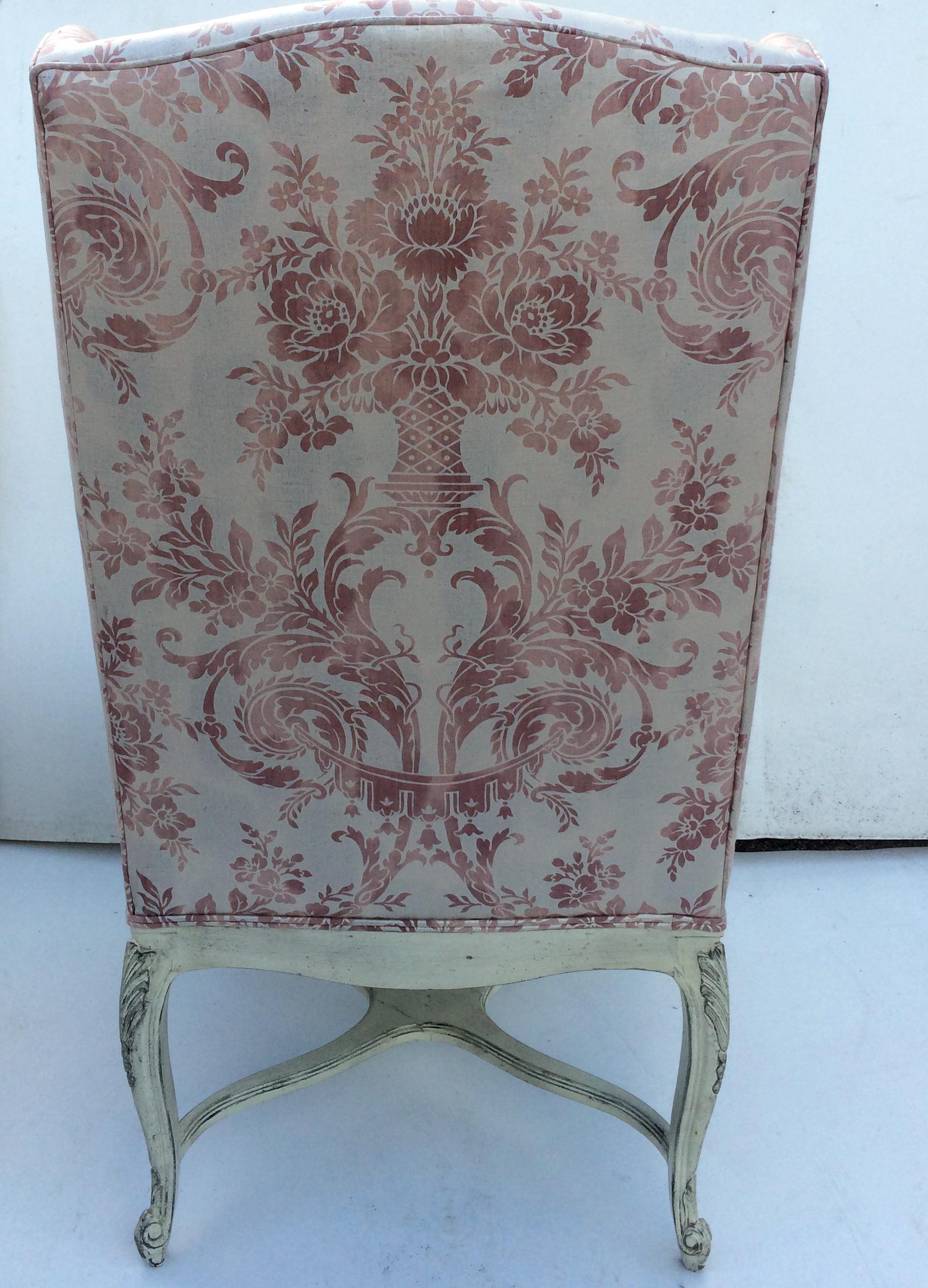 20th Century Eight Dining Room Chairs with Fortuny Style Fabric