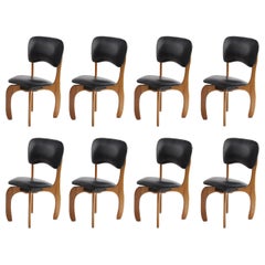 Eight Don Shoemaker Cocobolo and Leather Dining Chairs