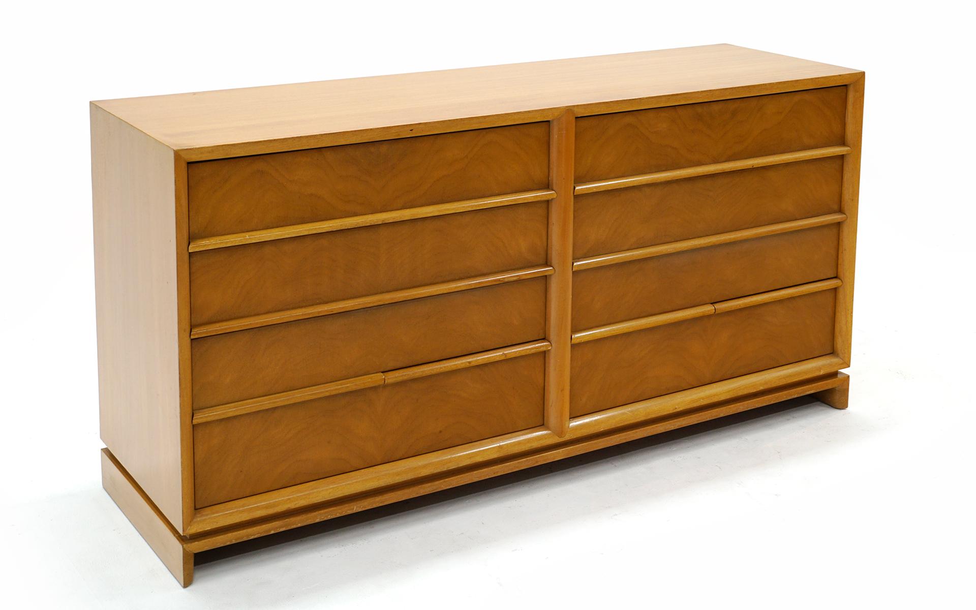 Mid-Century Modern Eight Drawer Dresser by Red Lion in Bleached Mahogany For Sale