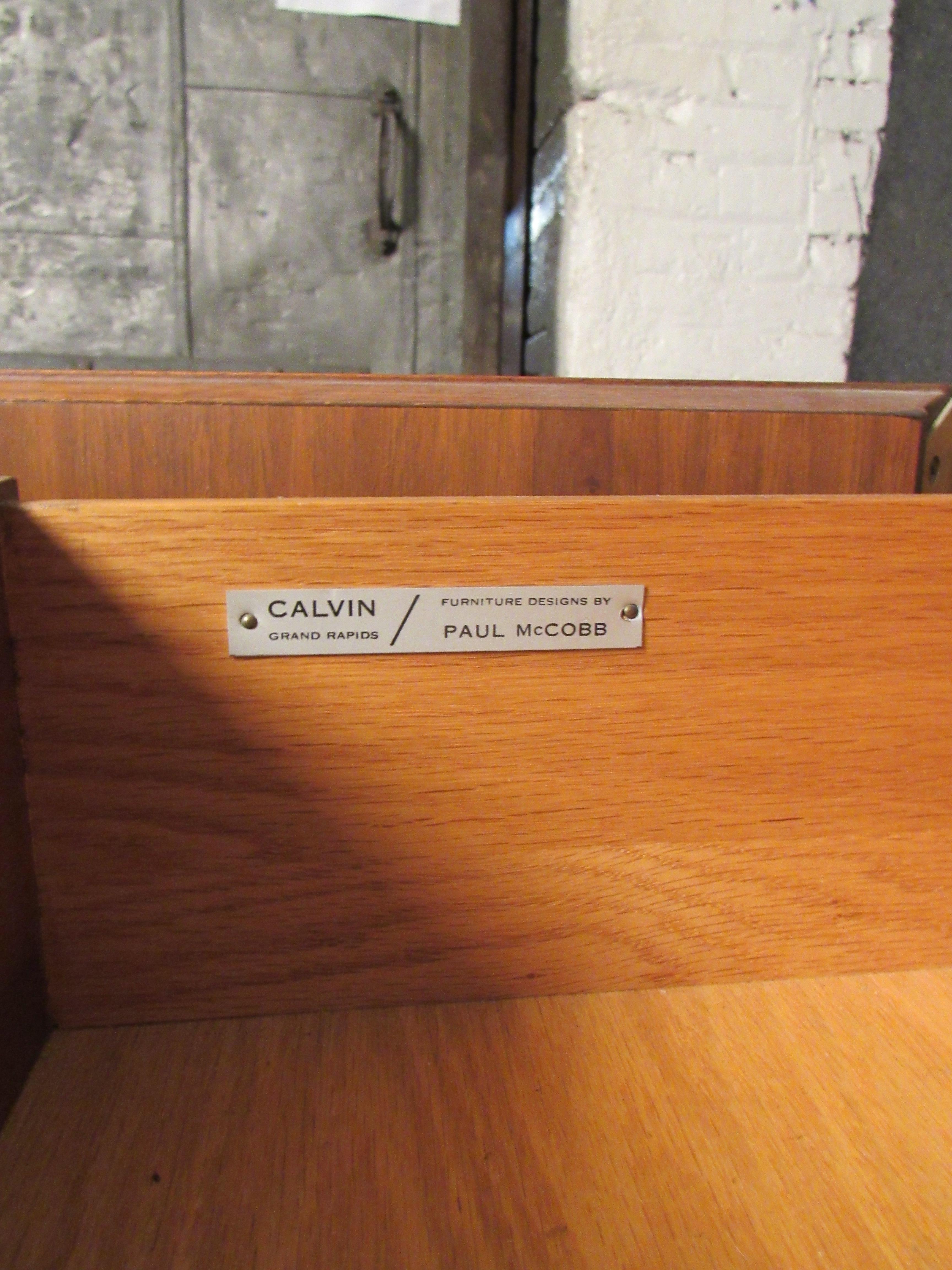 Brass Paul McCobb for Calvin Furniture Eight Drawer Marble Top Dresser For Sale