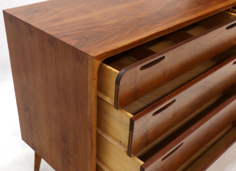 Eight Drawers Scandinavian Walnut Double Dresser On Tall Dowel