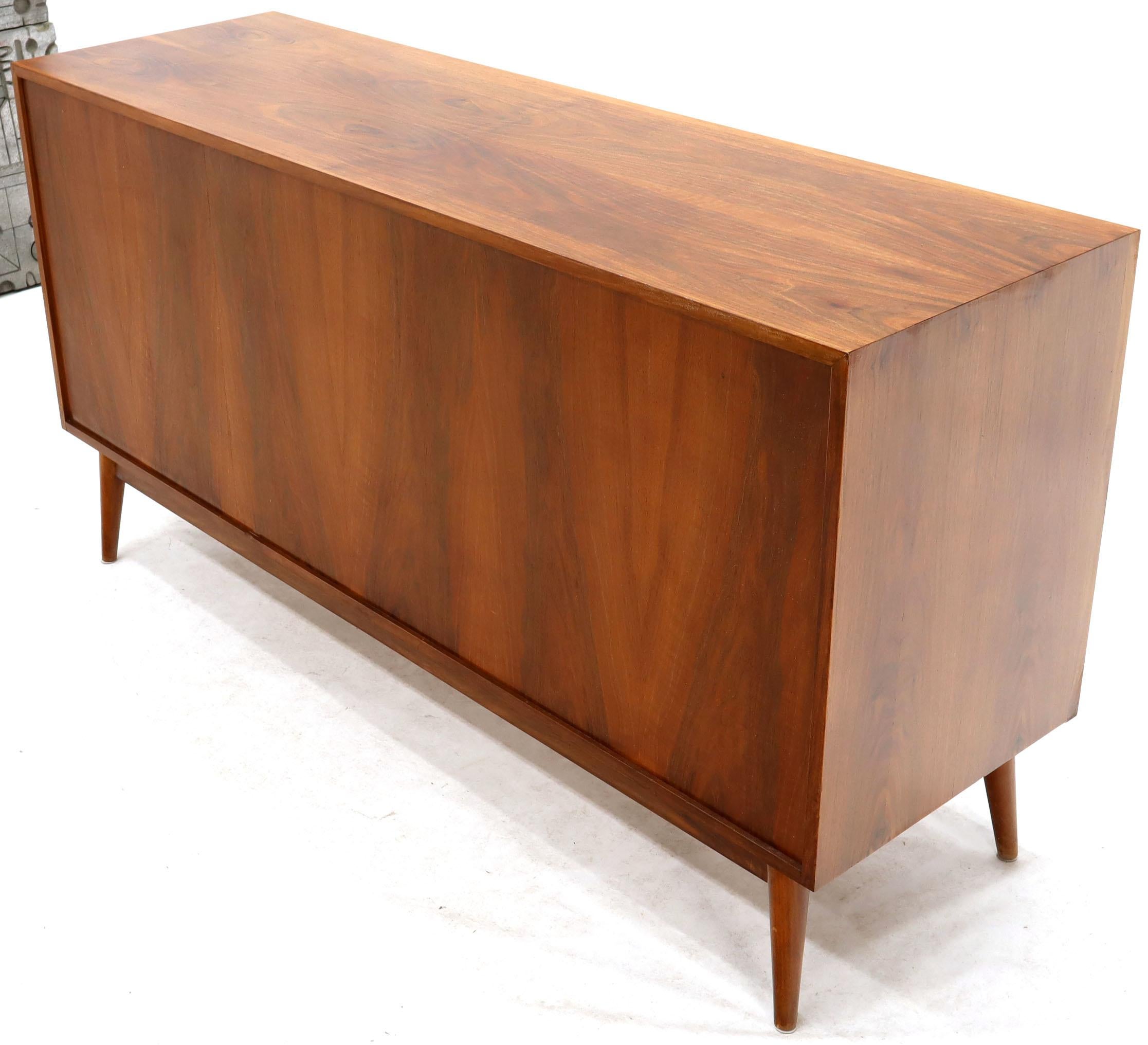 Eight Drawers Scandinavian Walnut Double Dresser on Tall Dowel Legs For Sale 2