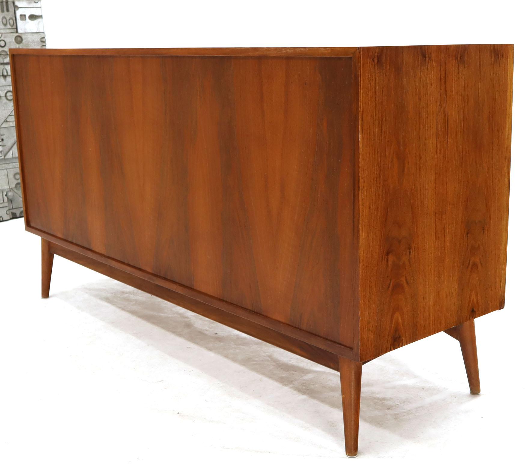 Eight Drawers Scandinavian Walnut Double Dresser on Tall Dowel Legs For Sale 3