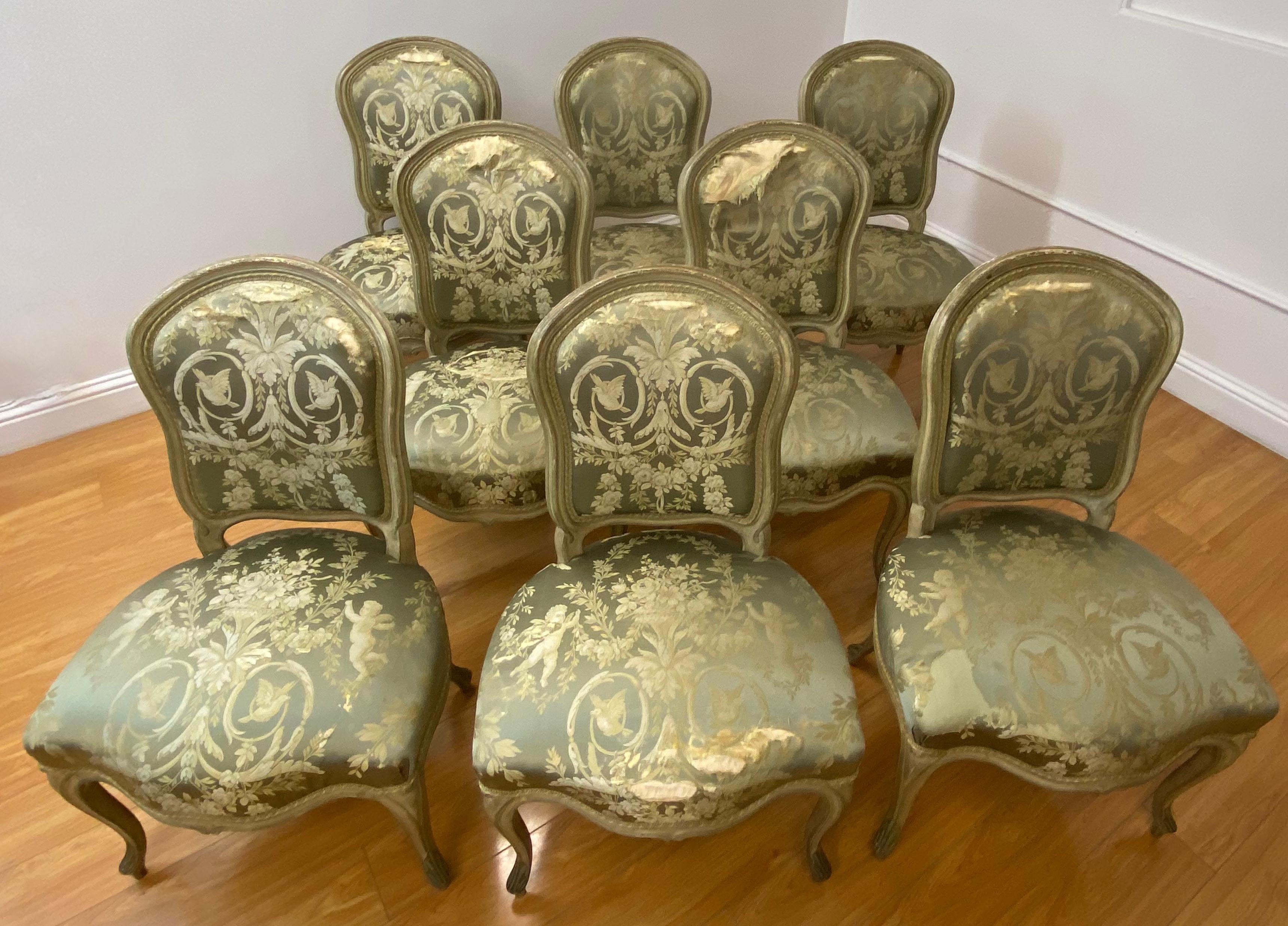 Oak Eight Early 20th Century French Side Chairs for Restoration 'French & Co., NYC'
