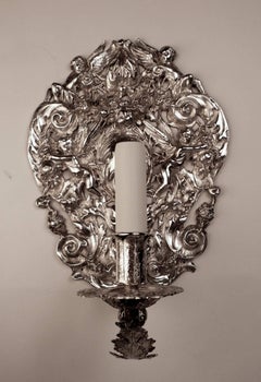 Four Early 20th Century Silver Plated Baroque Style Sconces