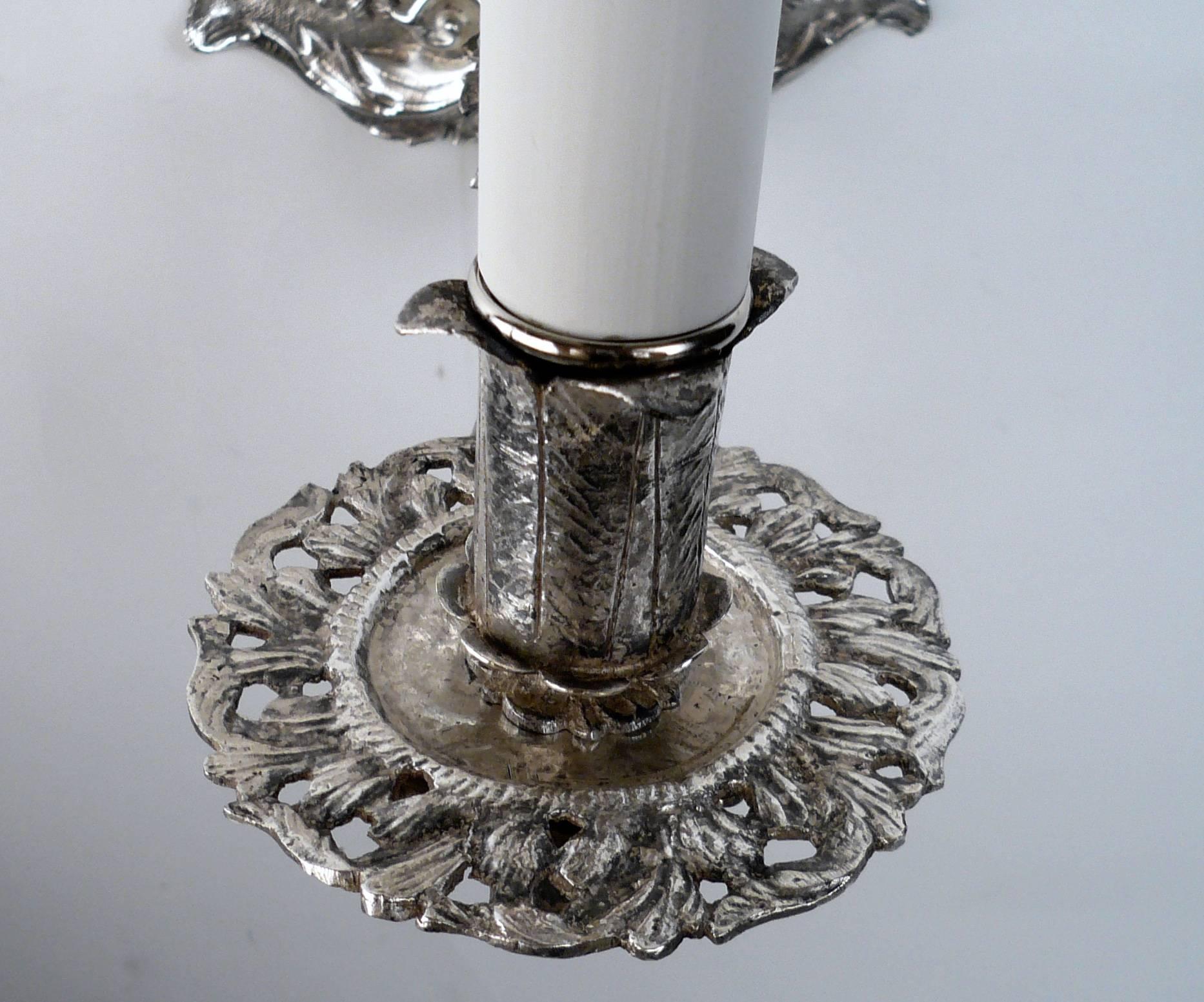 Four Early 20th Century Silver Plated Baroque Style Sconces 1