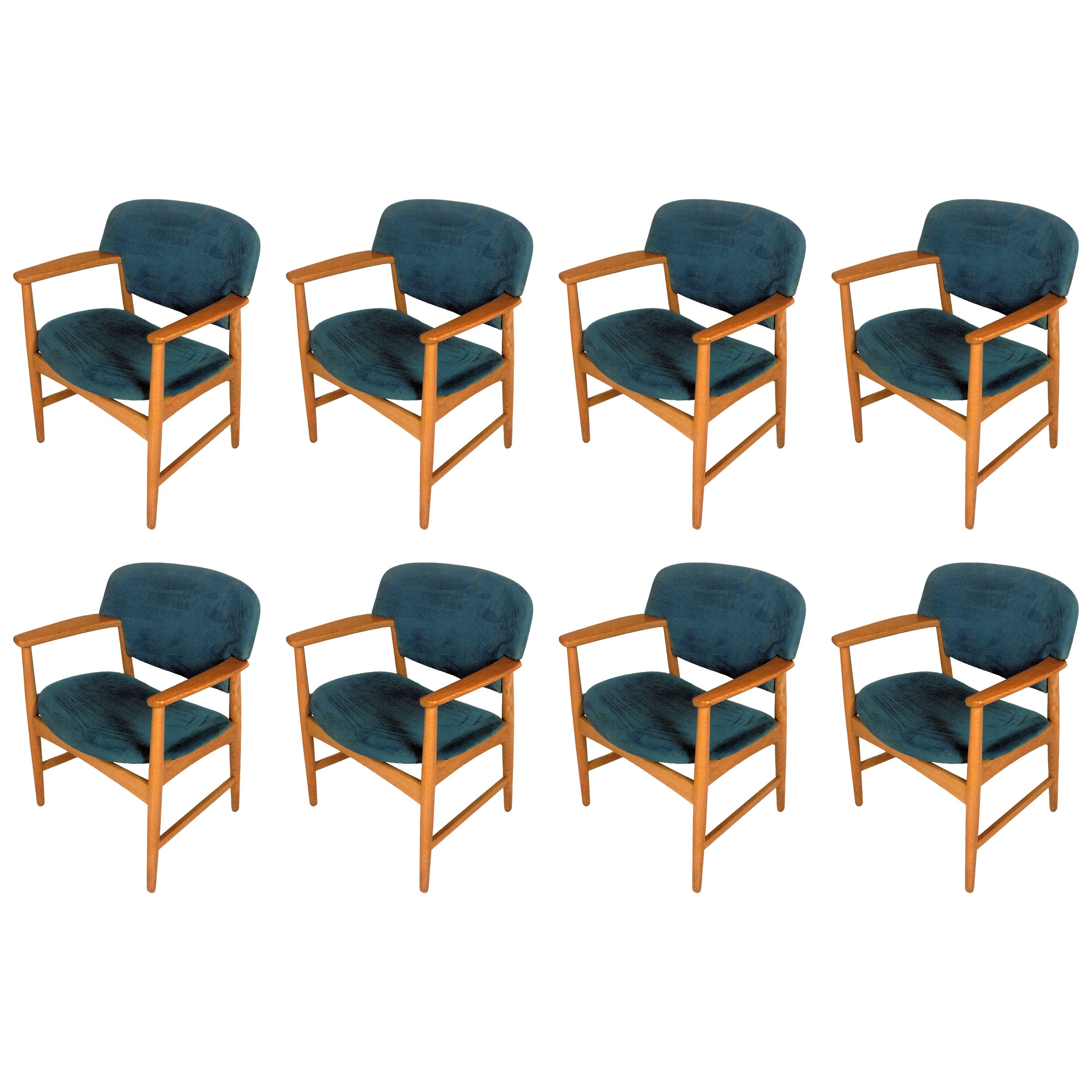 Eight Ejner Larsen and Axel Bender Madsen Oak Armchairs, Inc. Reupholstery
