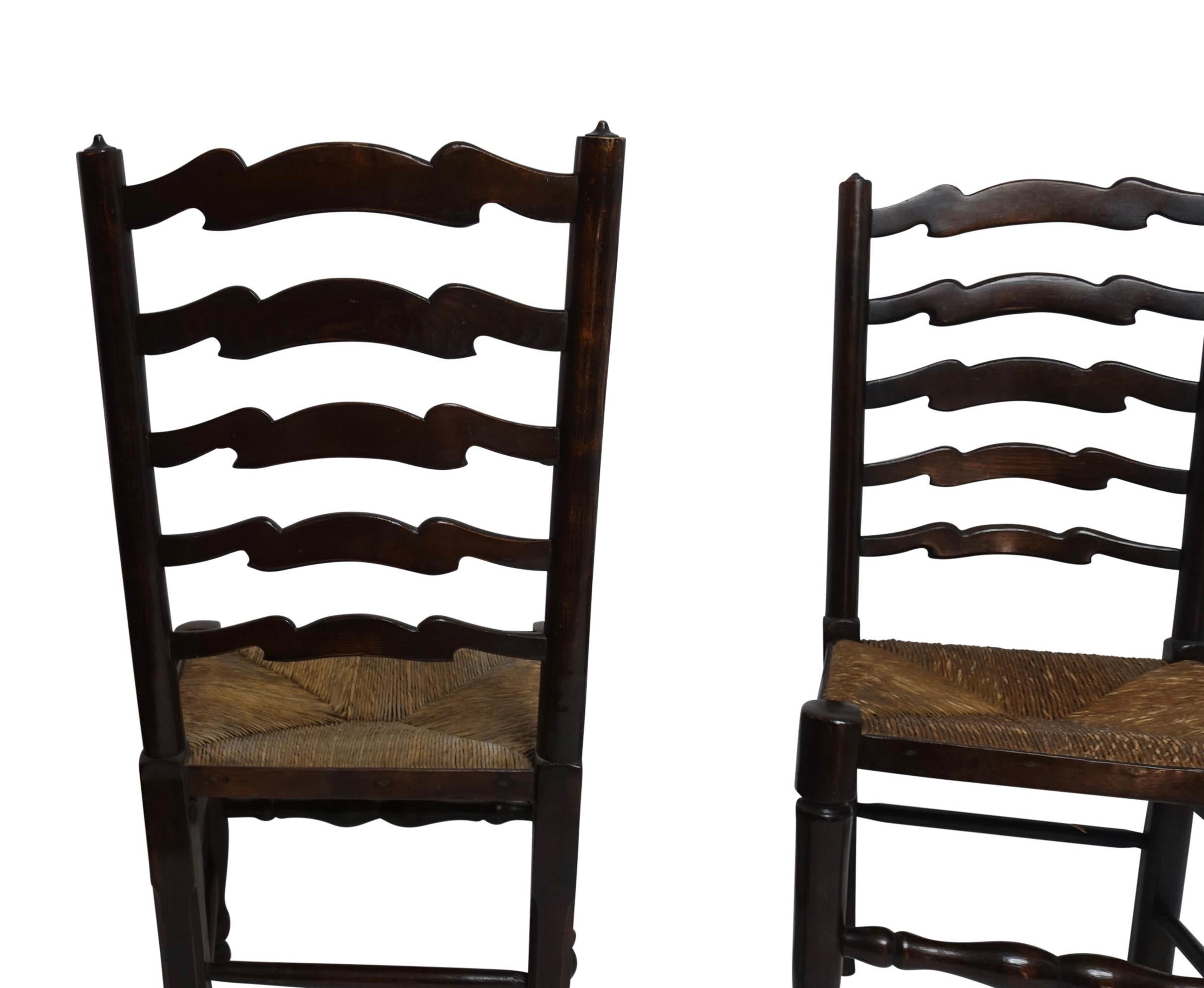 Eight Elmwood Lancashire Ladder Back Dining Chairs, English Early 20th Century 3