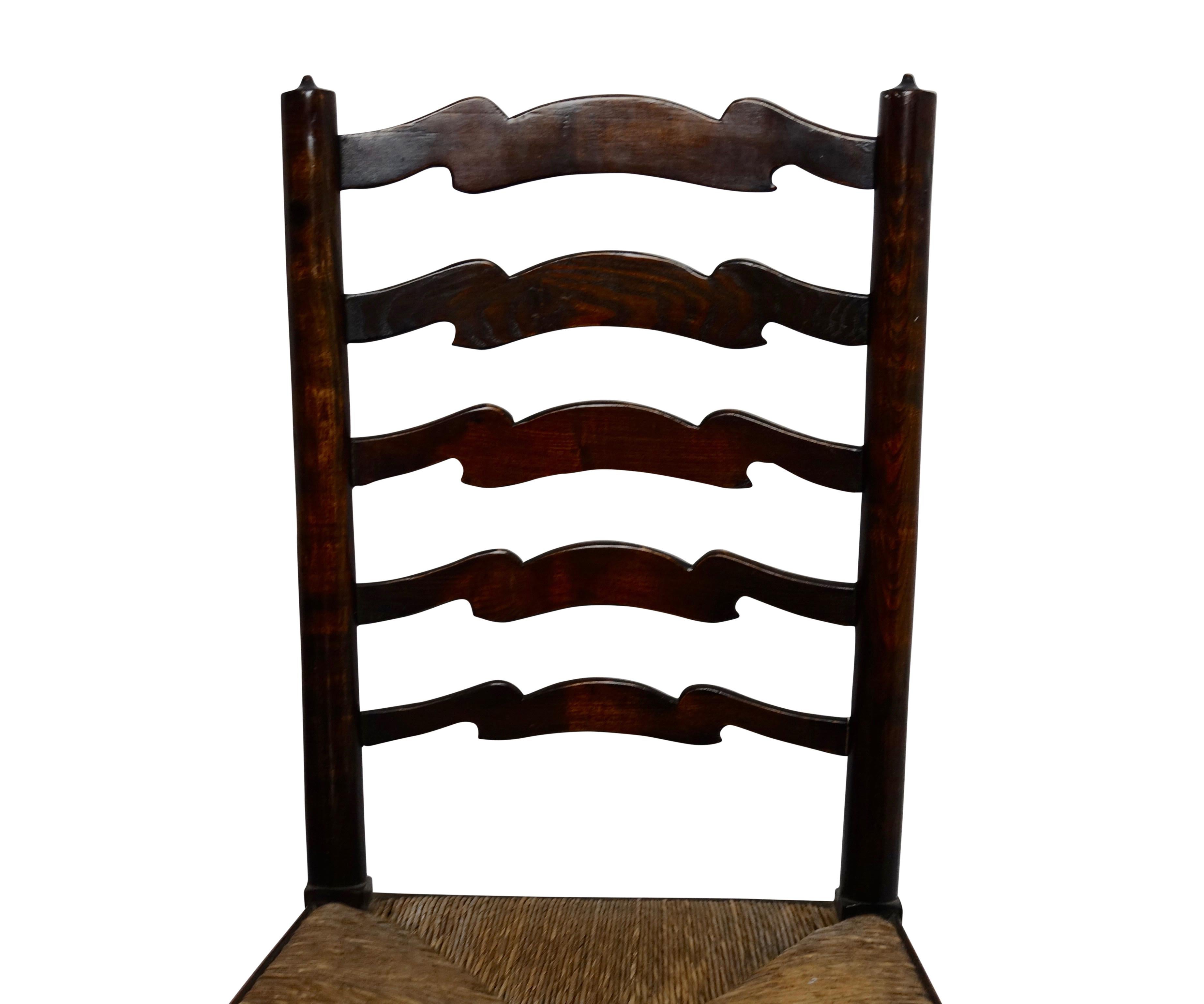 Eight Elmwood Lancashire Ladder Back Dining Chairs, English Early 20th Century 6