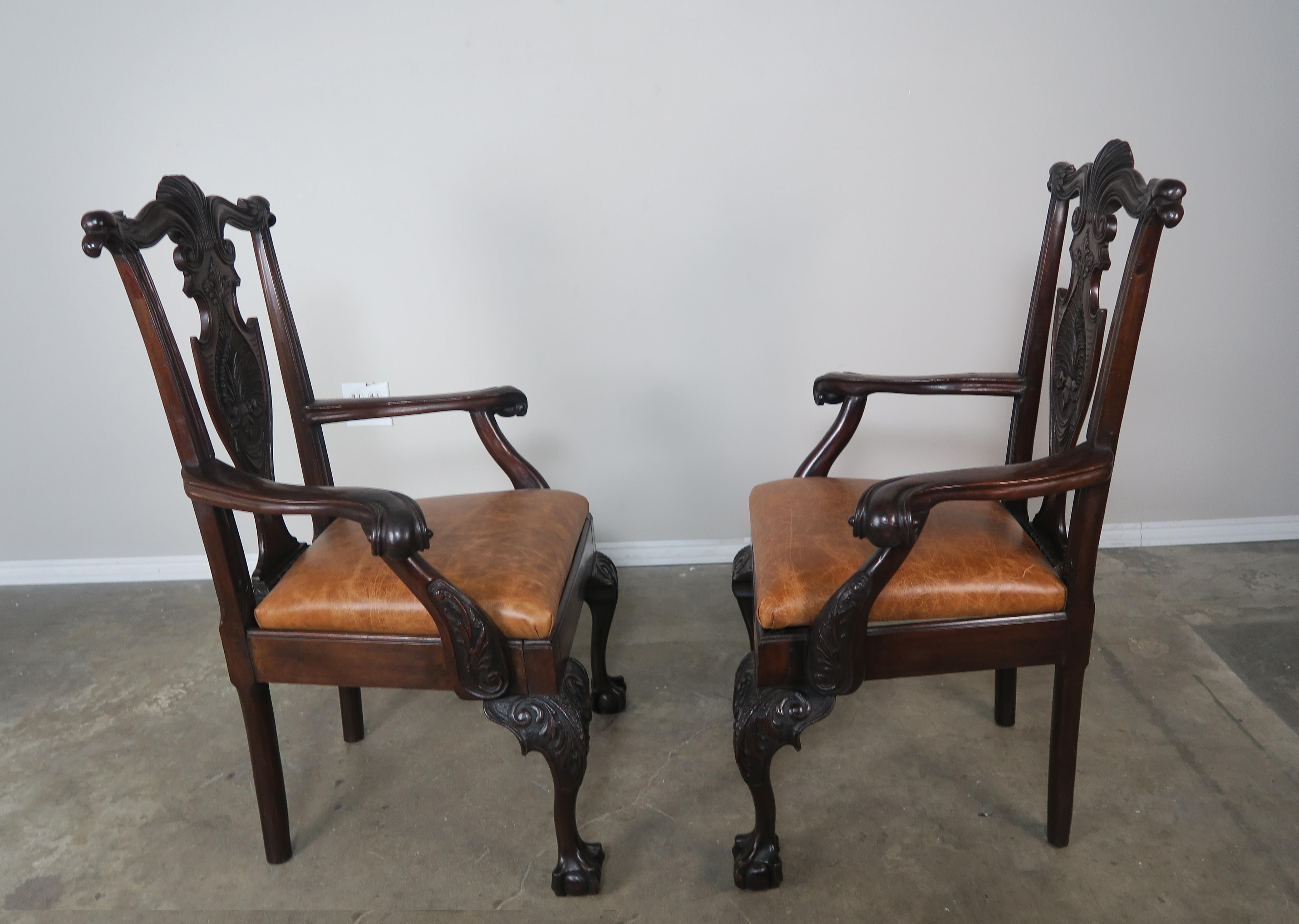 Eight English Chippendale Carved Dining Chairs 1