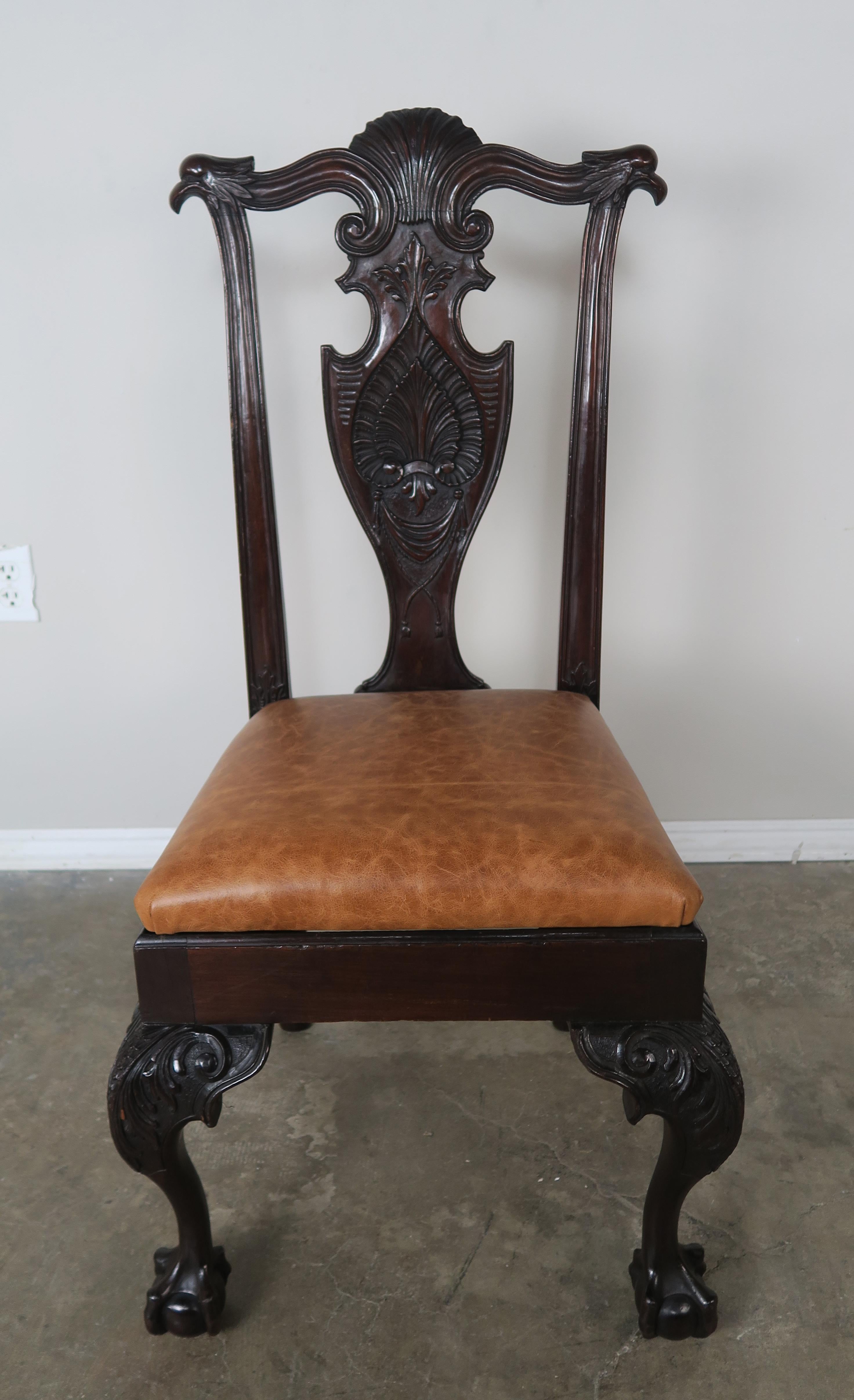 Eight English Chippendale Carved Dining Chairs 3