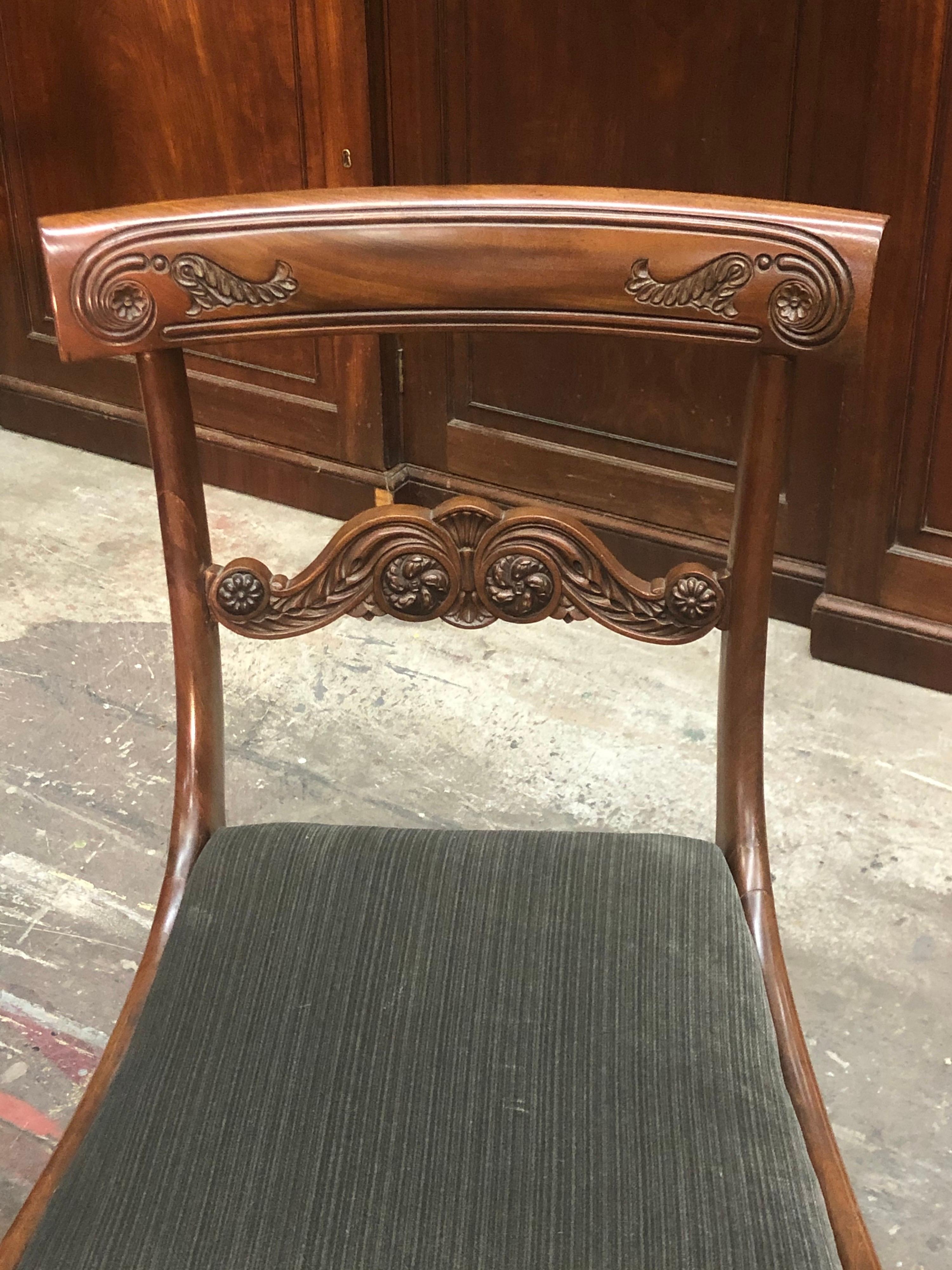 Eight English Regency Period Mahogany Dining Chairs, Early 19th Century 6
