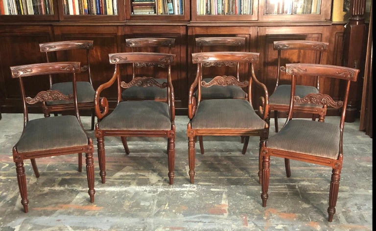 Eight English Regency Period Mahogany Dining Chairs, Early 19th Century For Sale 9