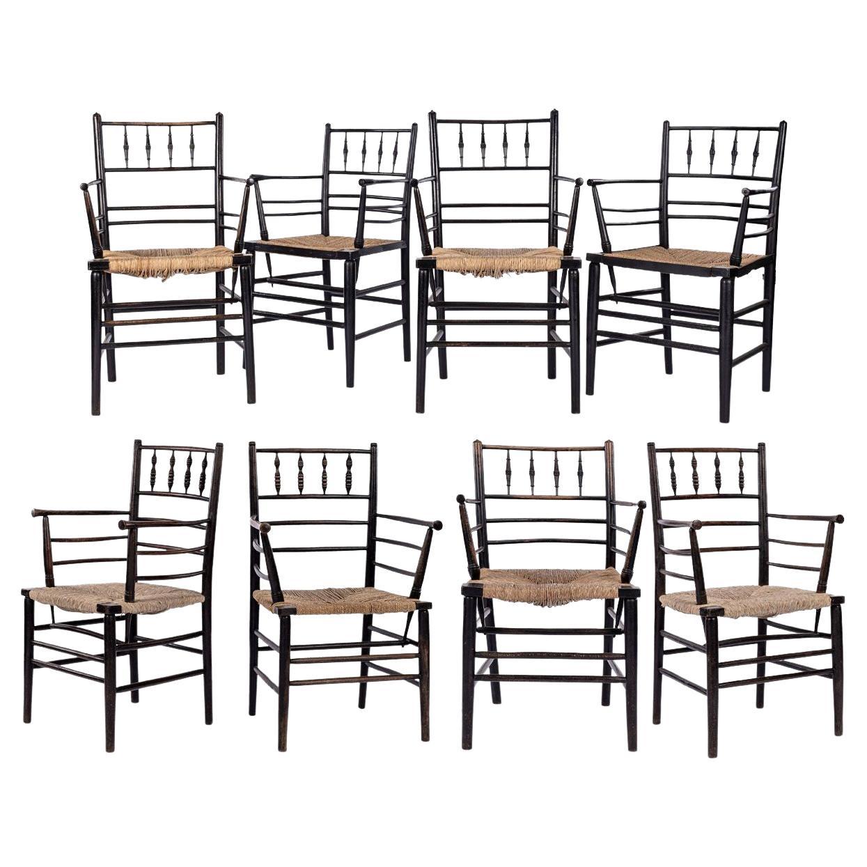 Huit fauteuils anglais du Sussex en vente