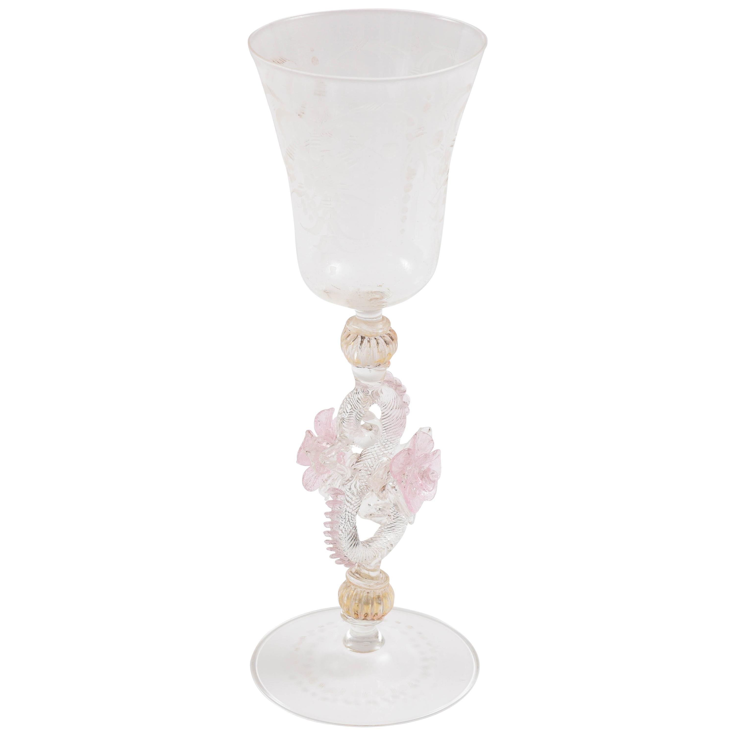 Eight Exquisite Venetian Goblets, Tall and Elaborate