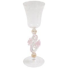 Eight Exquisite Venetian Goblets, Tall and Elaborate
