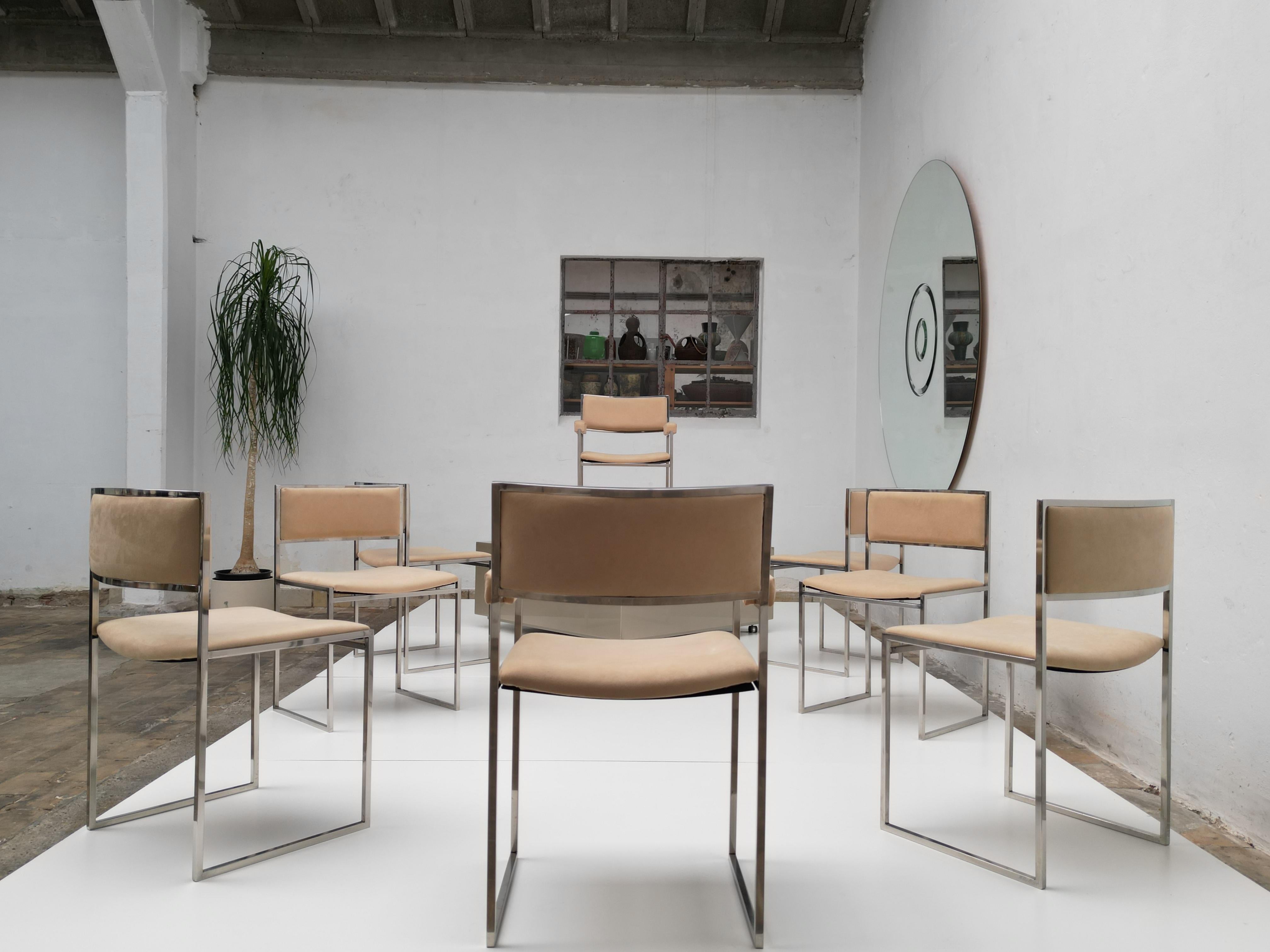 Eight Exquisite Willy Rizzo SQ-BR Square Chairs, 1970, Published Casa Vogue For Sale 3