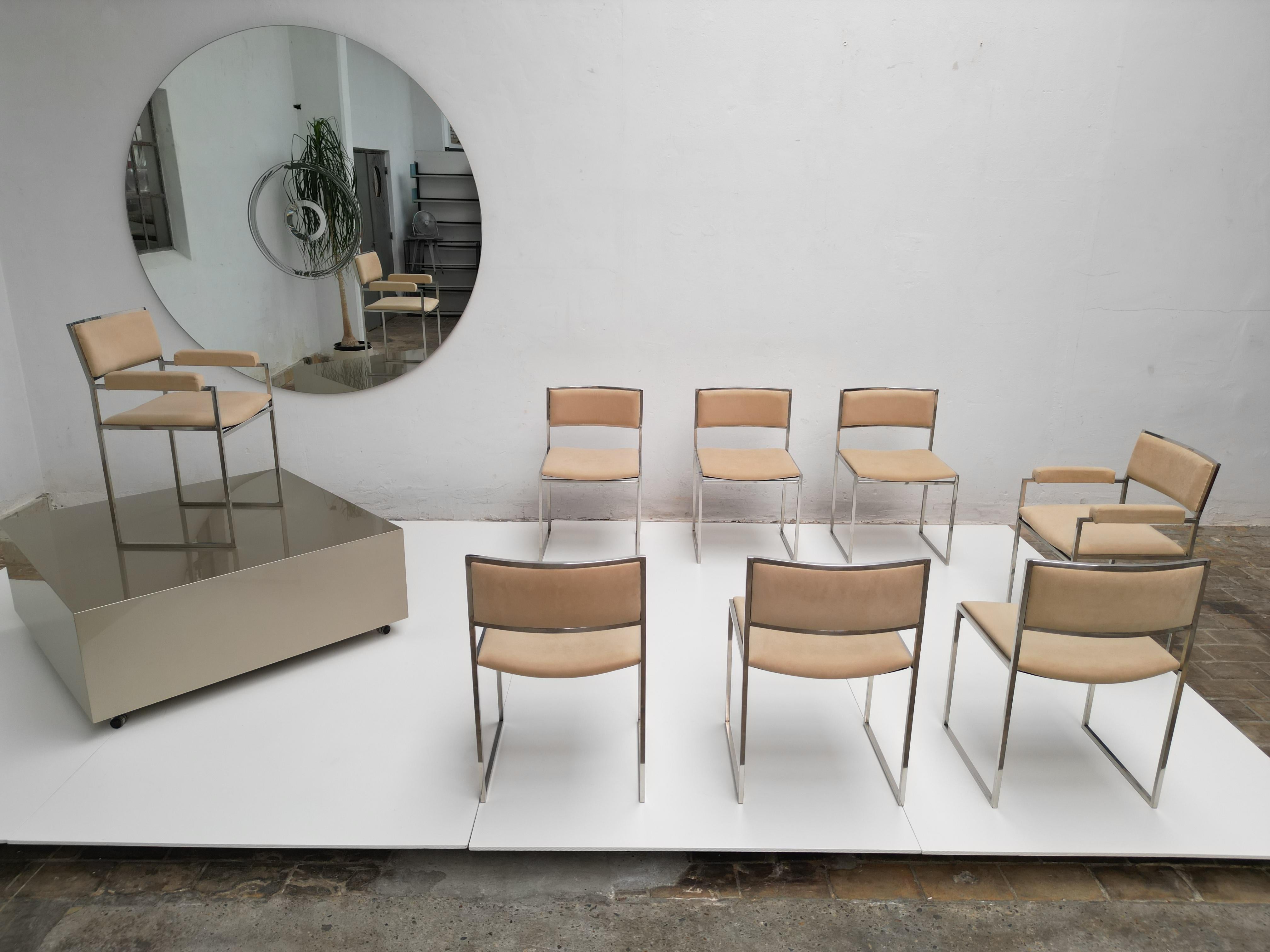 Eight Exquisite Willy Rizzo SQ-BR Square Chairs, 1970, Published Casa Vogue For Sale 7