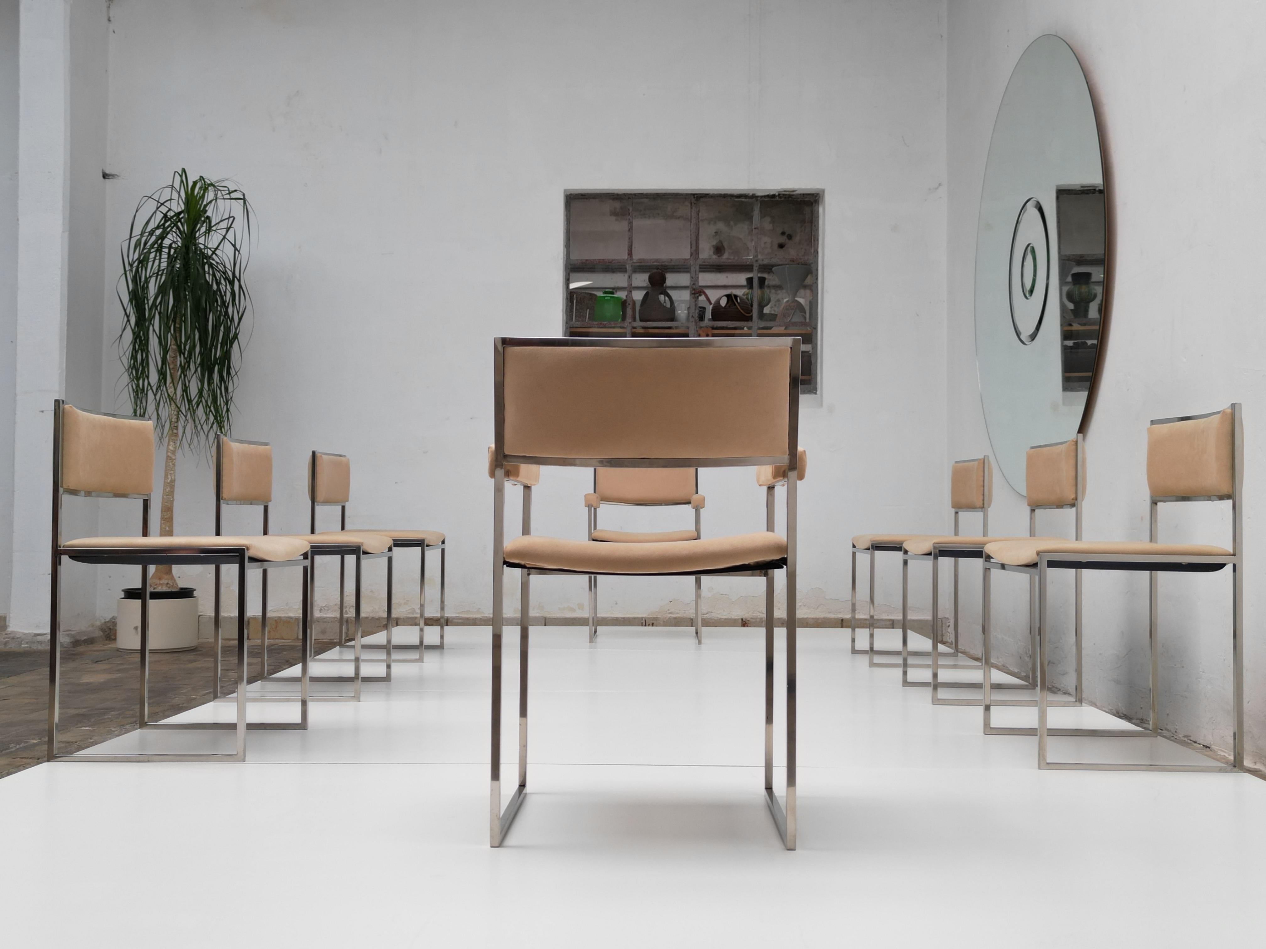 Eight Exquisite Willy Rizzo SQ-BR Square Chairs, 1970, Published Casa Vogue For Sale 9