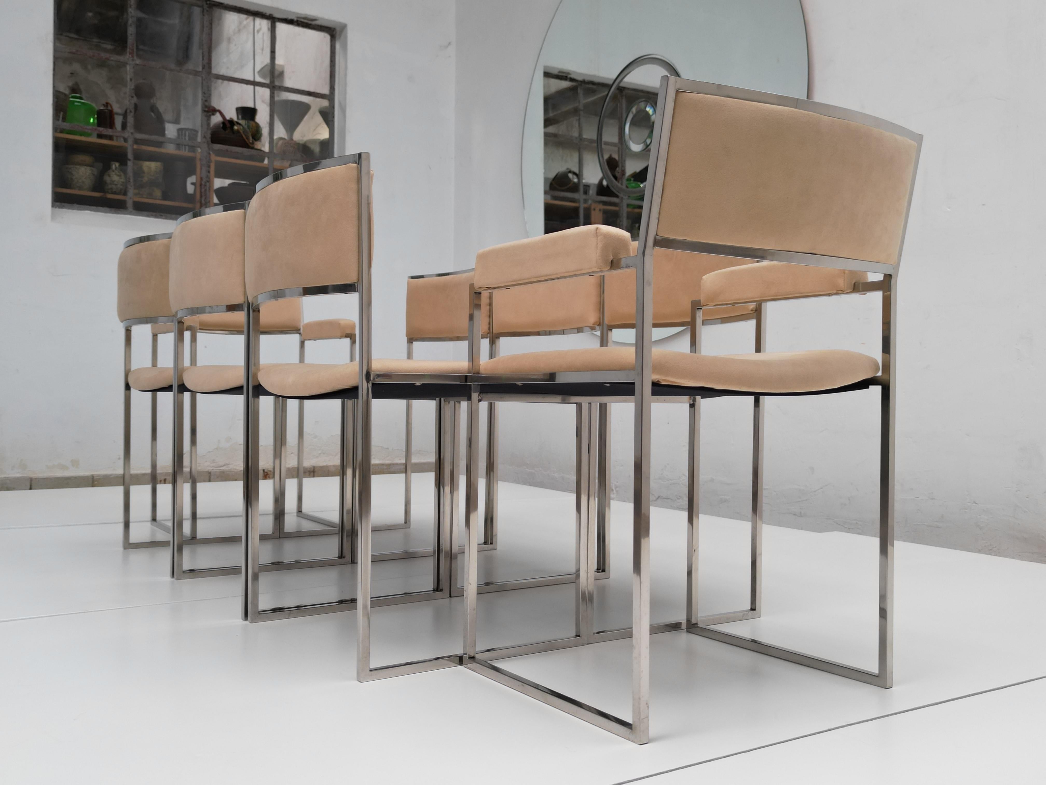 Eight Exquisite Willy Rizzo SQ-BR Square Chairs, 1970, Published Casa Vogue For Sale 11