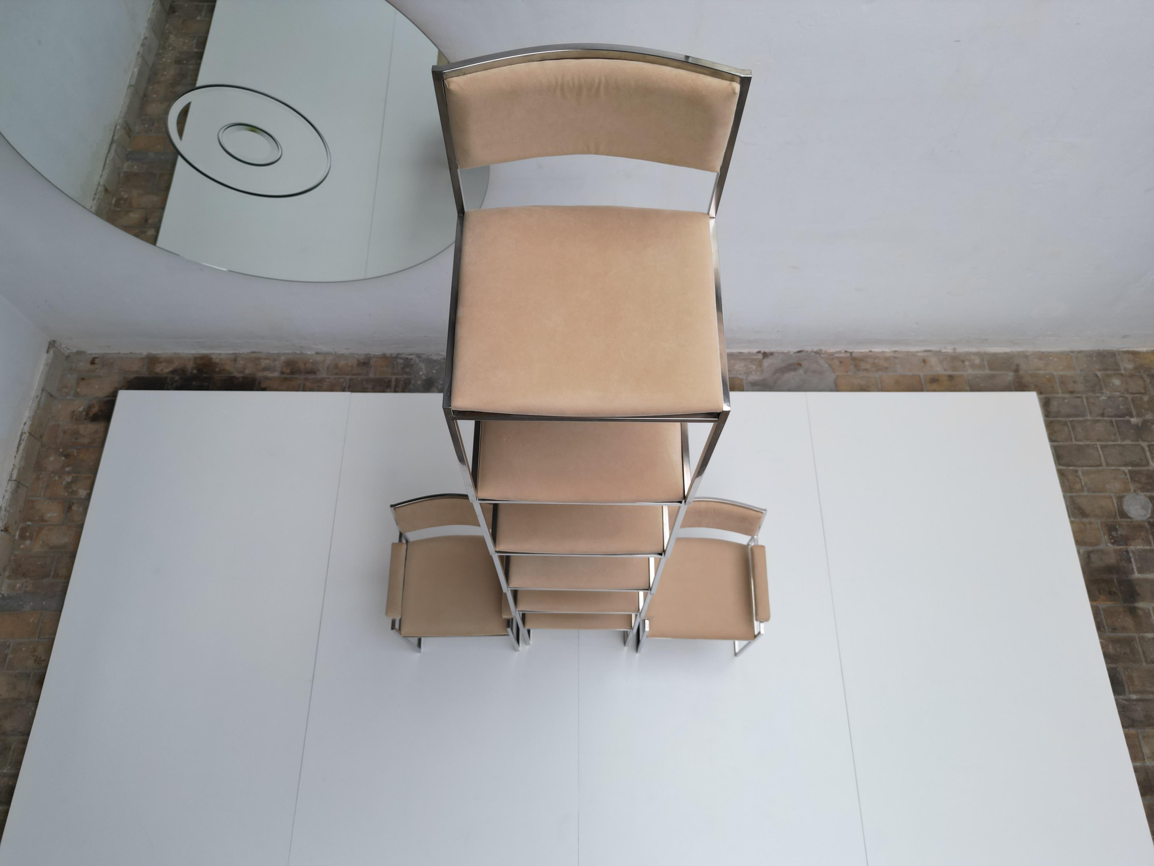 Eight Exquisite Willy Rizzo SQ-BR Square Chairs, 1970, Published Casa Vogue For Sale 13