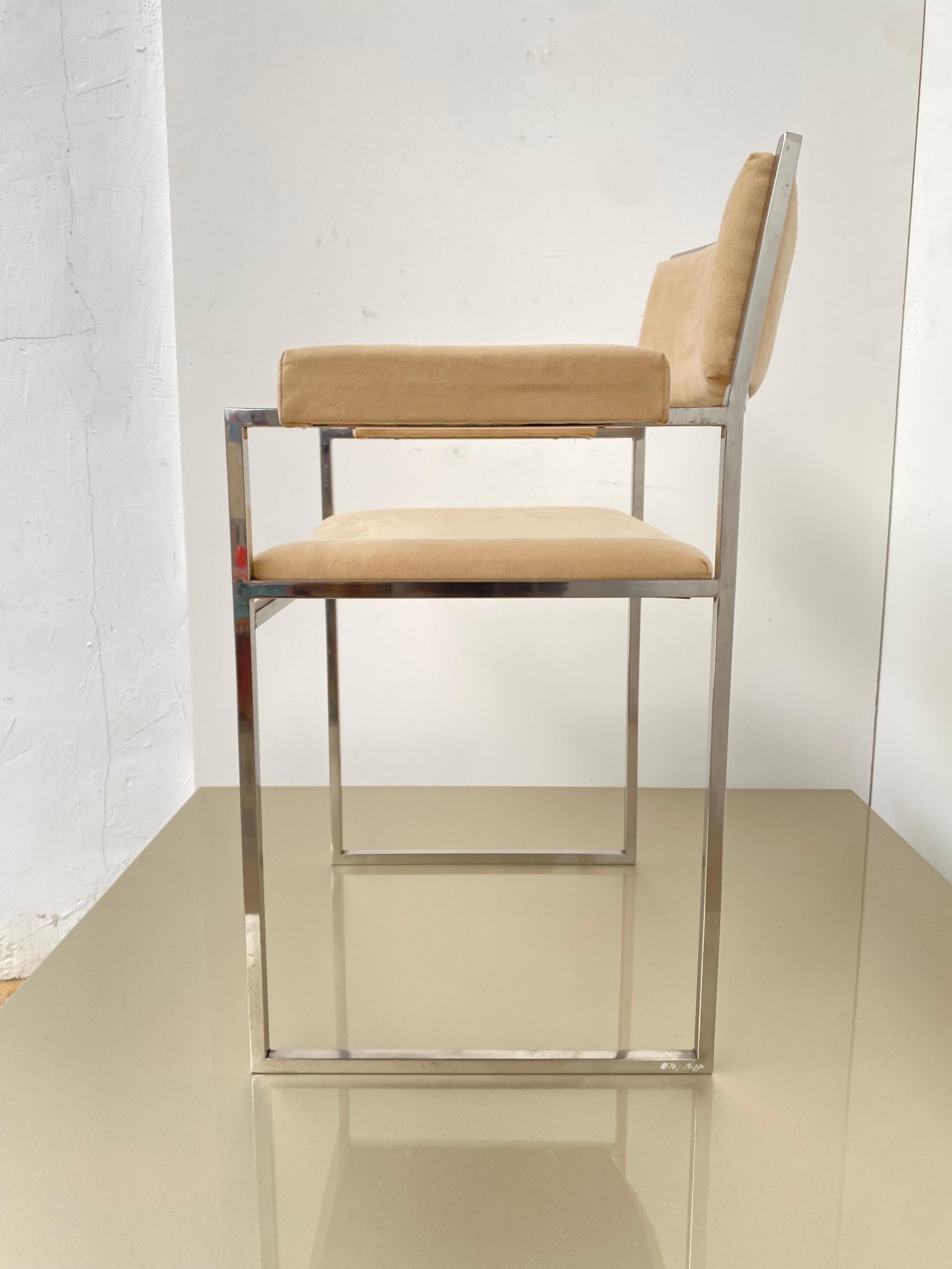Stainless Steel Eight Exquisite Willy Rizzo SQ-BR Square Chairs, 1970, Published Casa Vogue For Sale
