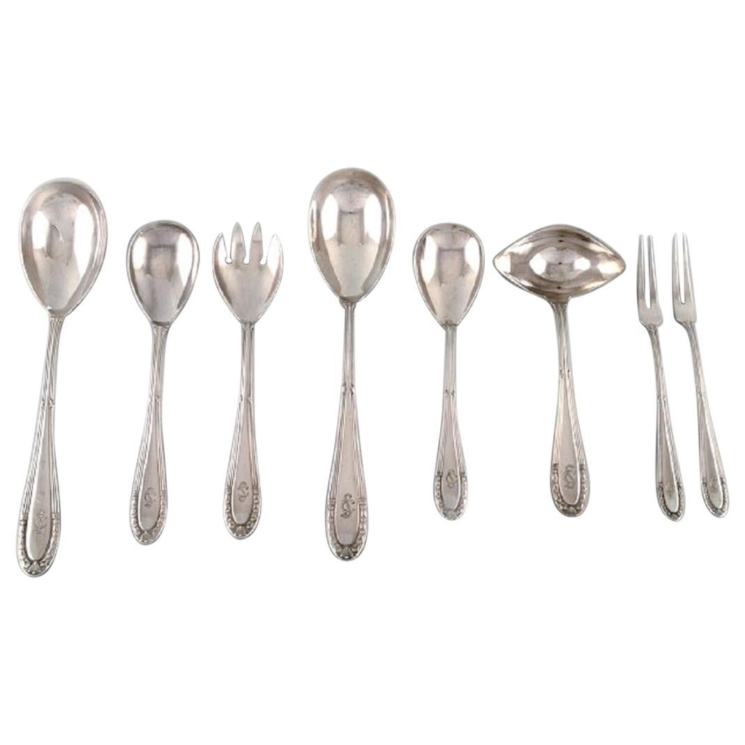Eight F&K Serving Parts in Plated Silver, 1930s