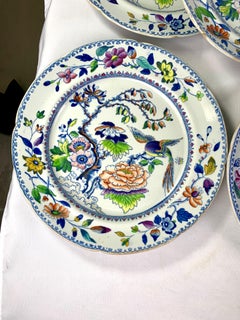 Eight Flying Bird Plates by Davenport England Circa 1840