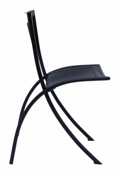 Eight Mid Century Folding Dining Chairs Cattelan Italia Black Leather