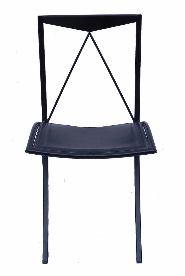 Eight Folding Dining Chairs Cattelan Italia Black Leather Vintage, 20th Century For Sale at 1stdibs