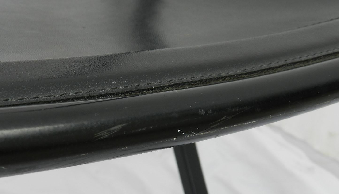 20th Century Eight Mid Century Folding Dining Chairs Cattelan Italia Black Leather 