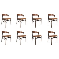 Retro Eight Folke Ohlsson for Dux Curved Back Walnut Danish Dining Chairs