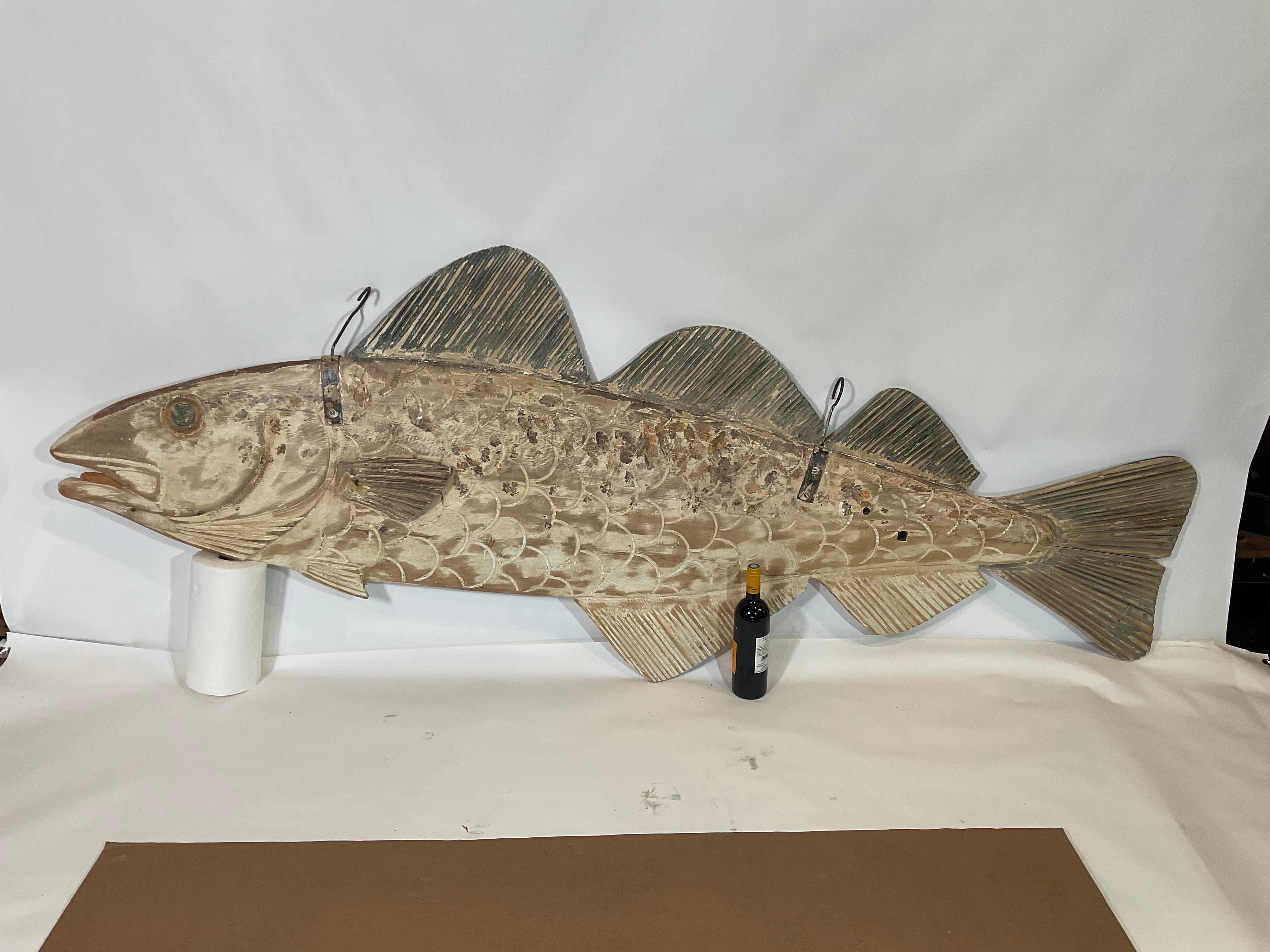 North American Eight Foot Carved Fish from England