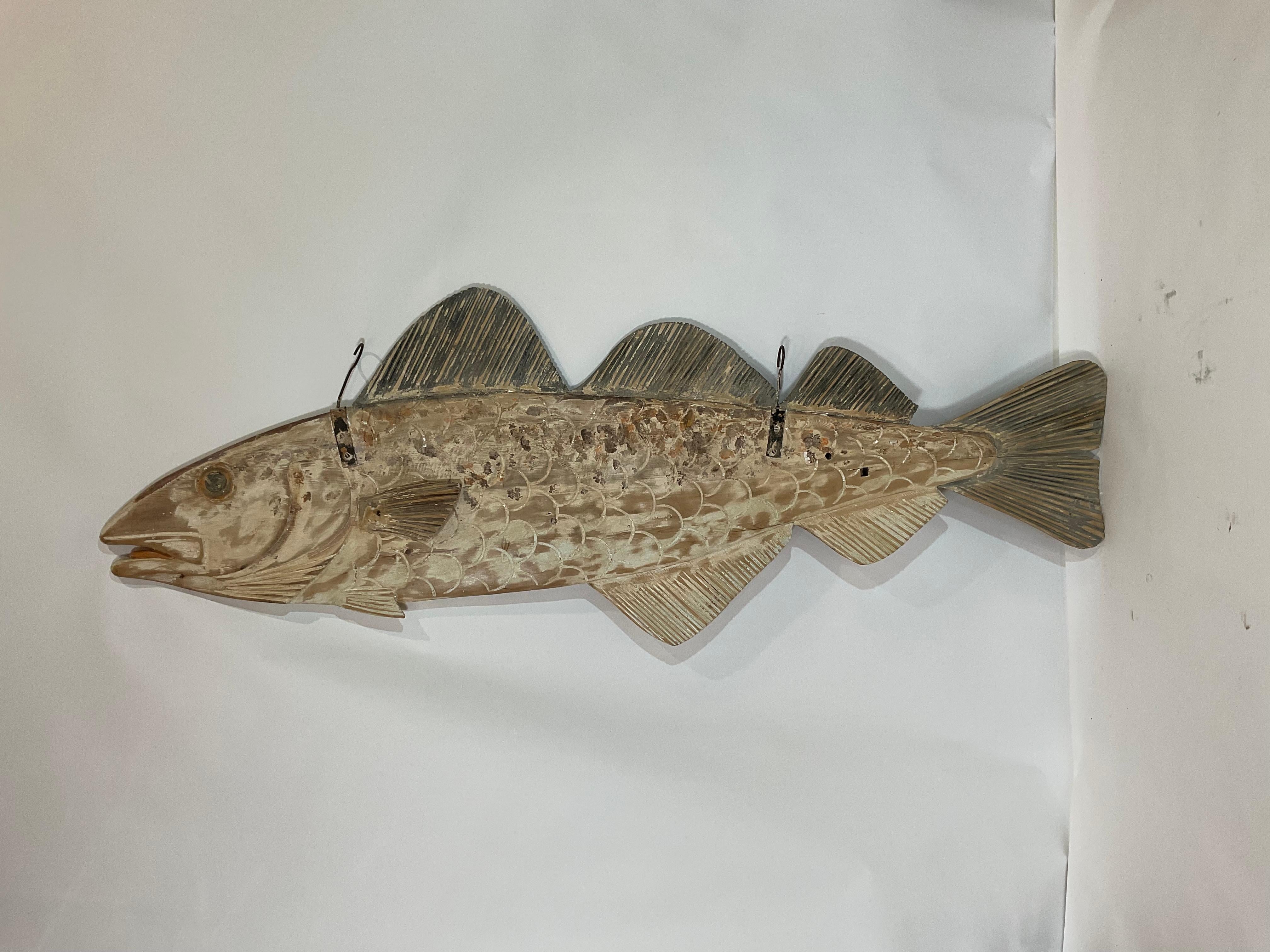 Eight Foot Carved Fish from England In Good Condition In Norwell, MA