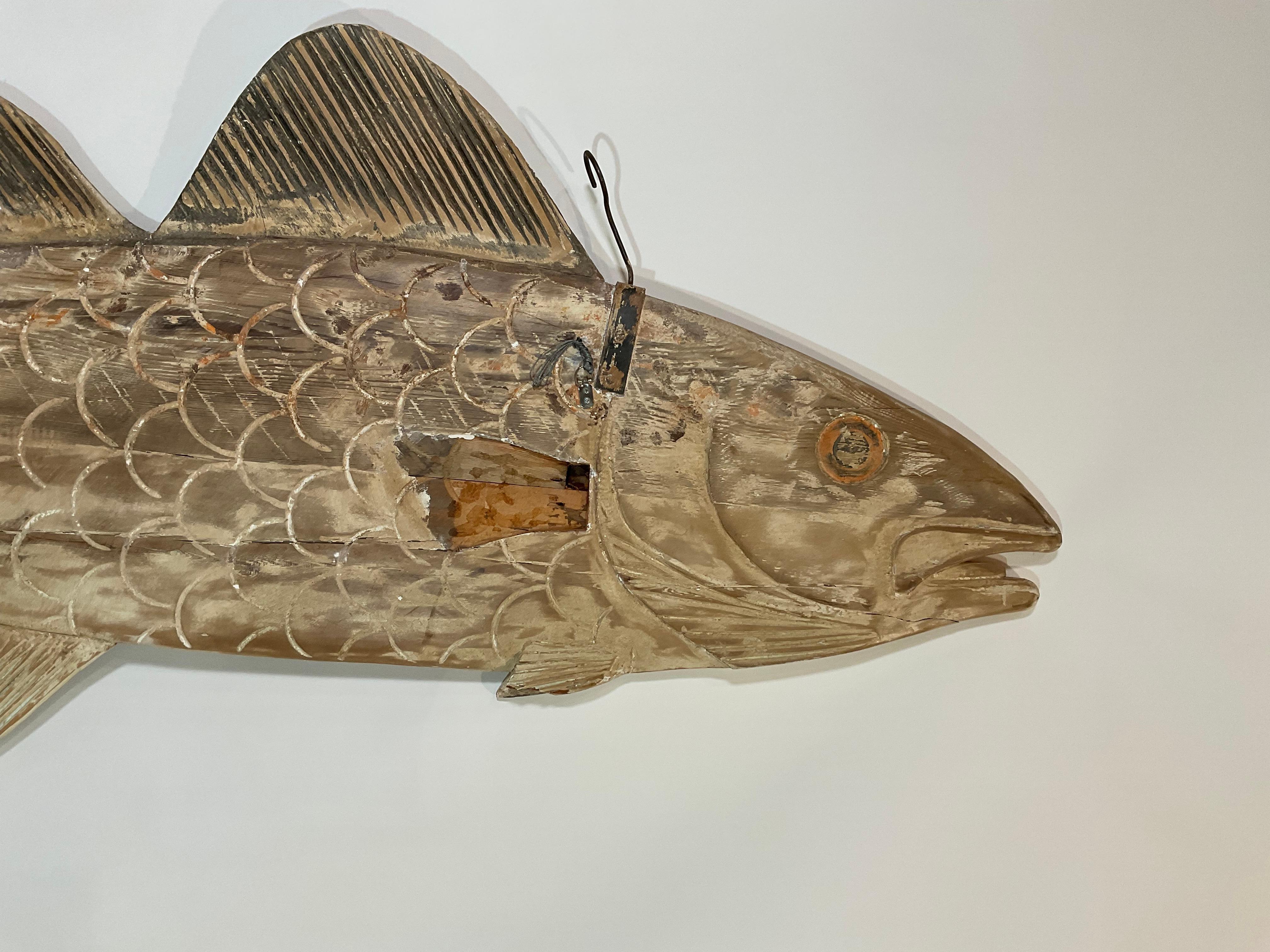 Wood Eight Foot Carved Fish from England