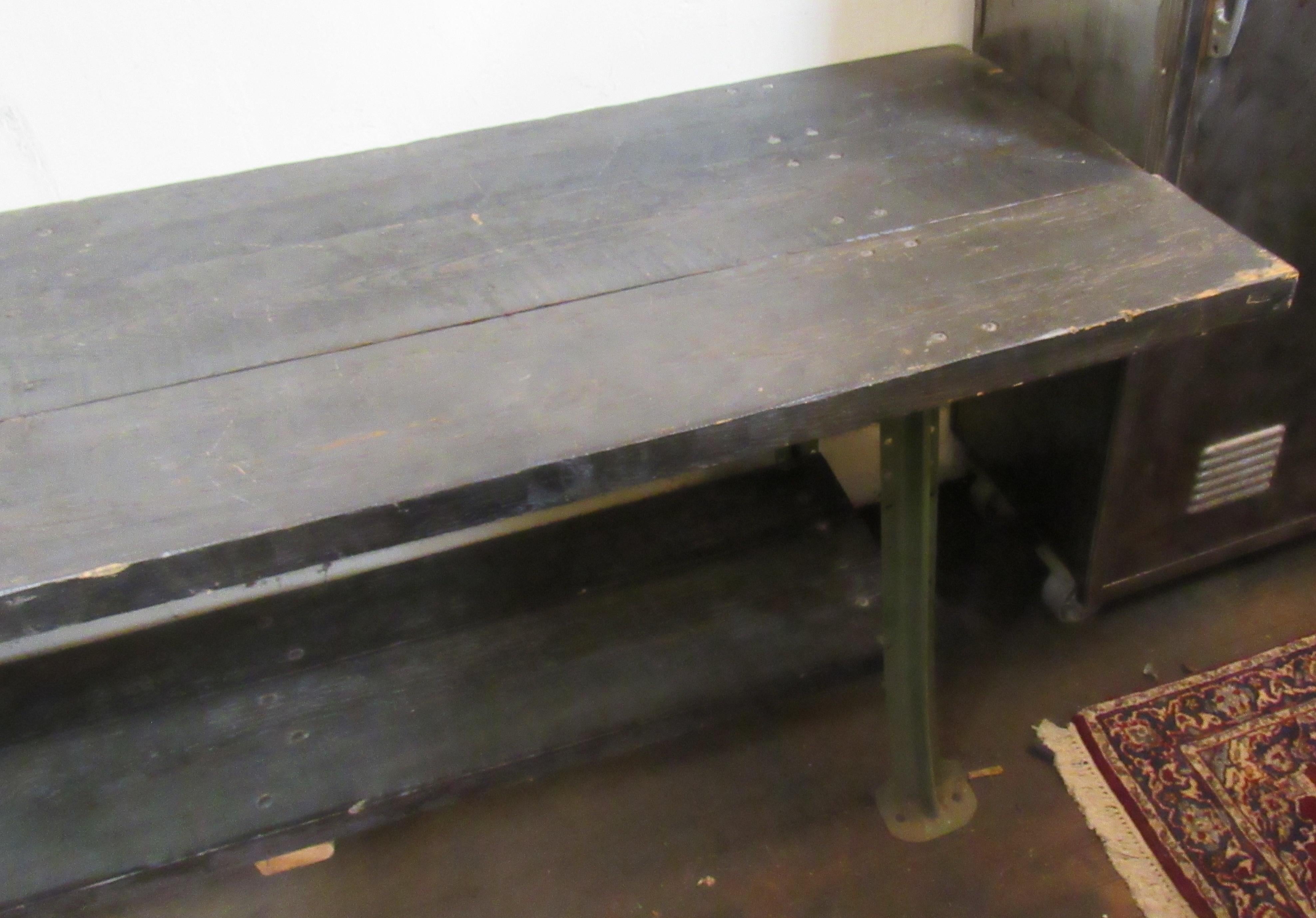 Eight Foot Industrial Kitchen Island/Work Table In Good Condition For Sale In Brooklyn, NY