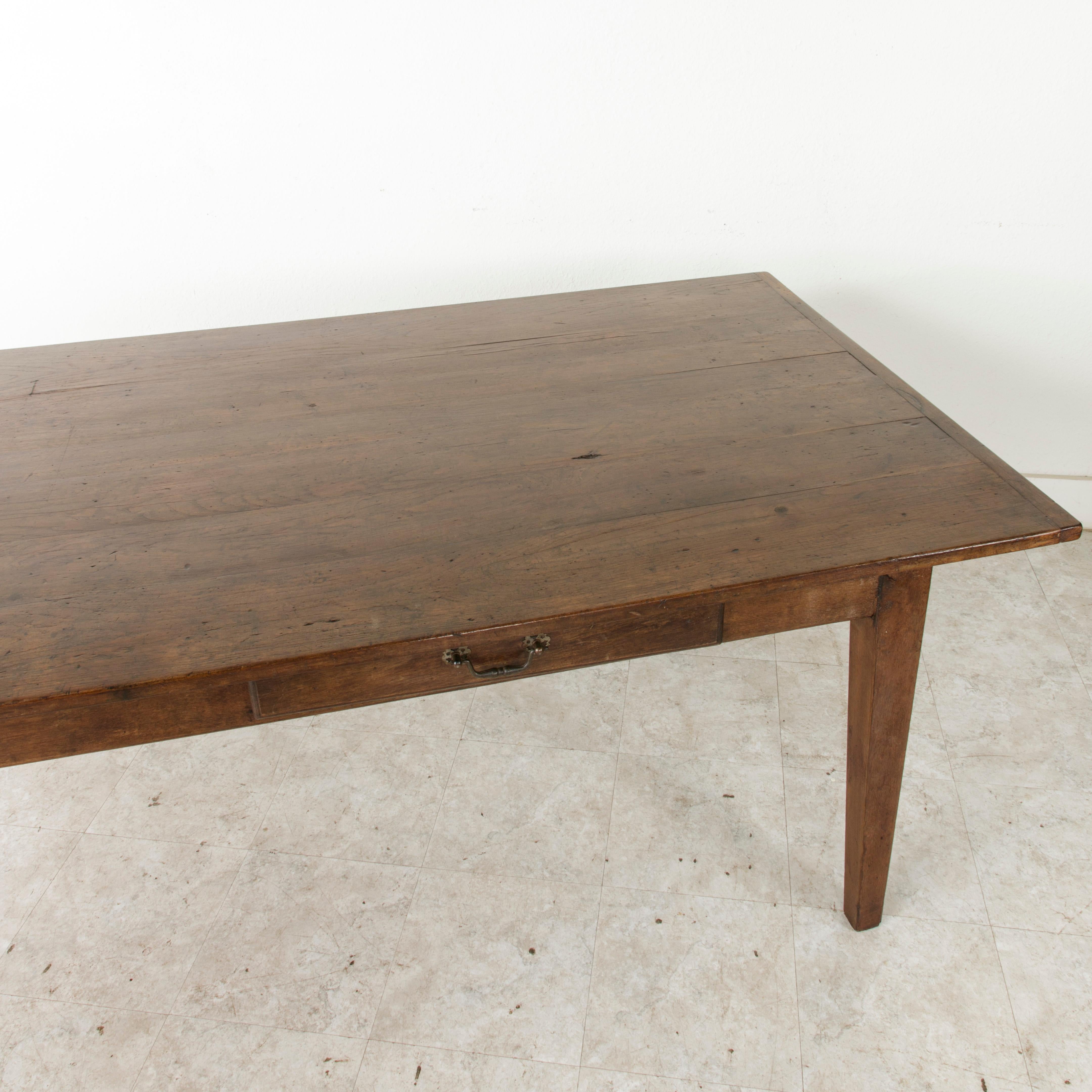 Long French Oak Farm Table or Dining Table with Two Drawers, circa 1900  6