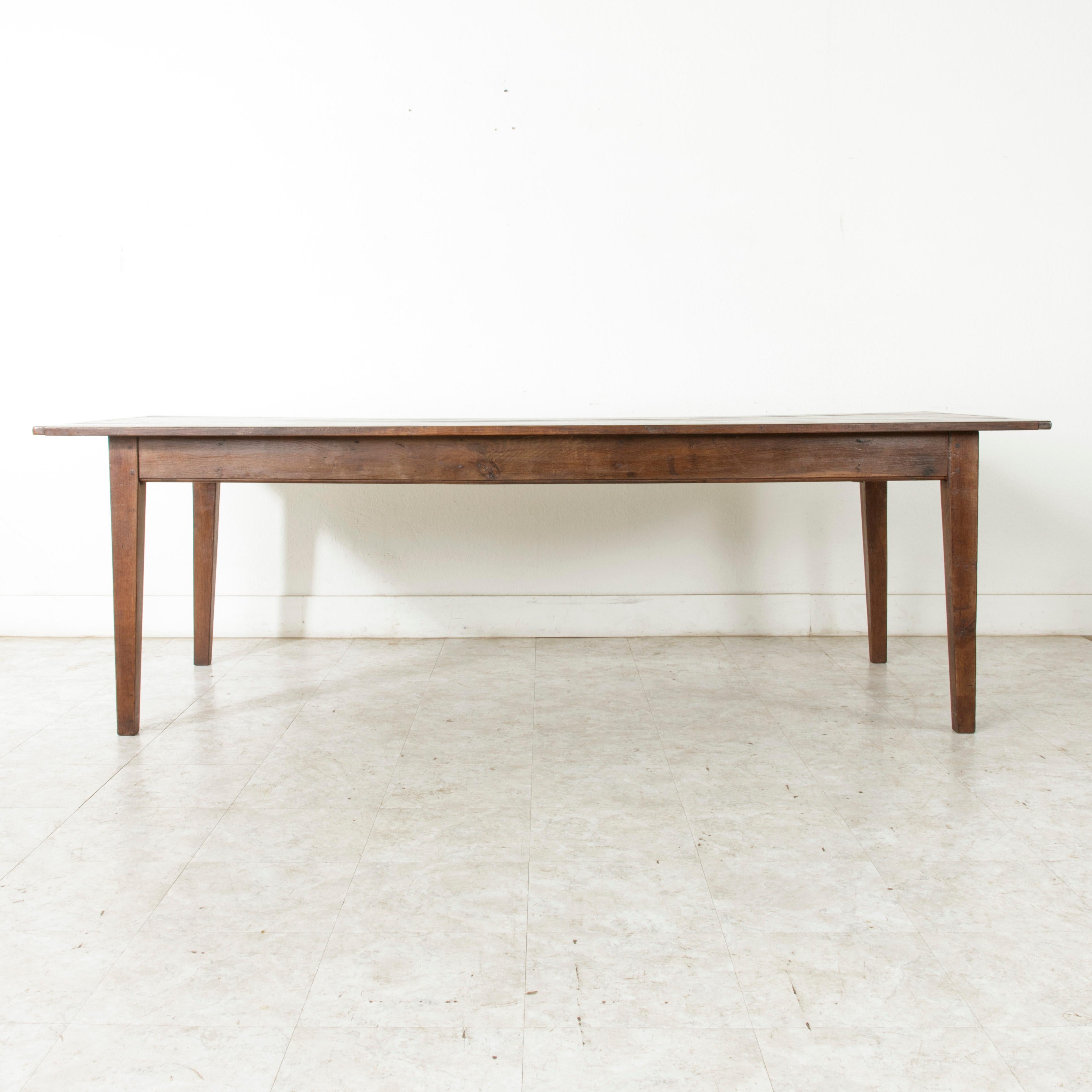 Long French Oak Farm Table or Dining Table with Two Drawers, circa 1900  1