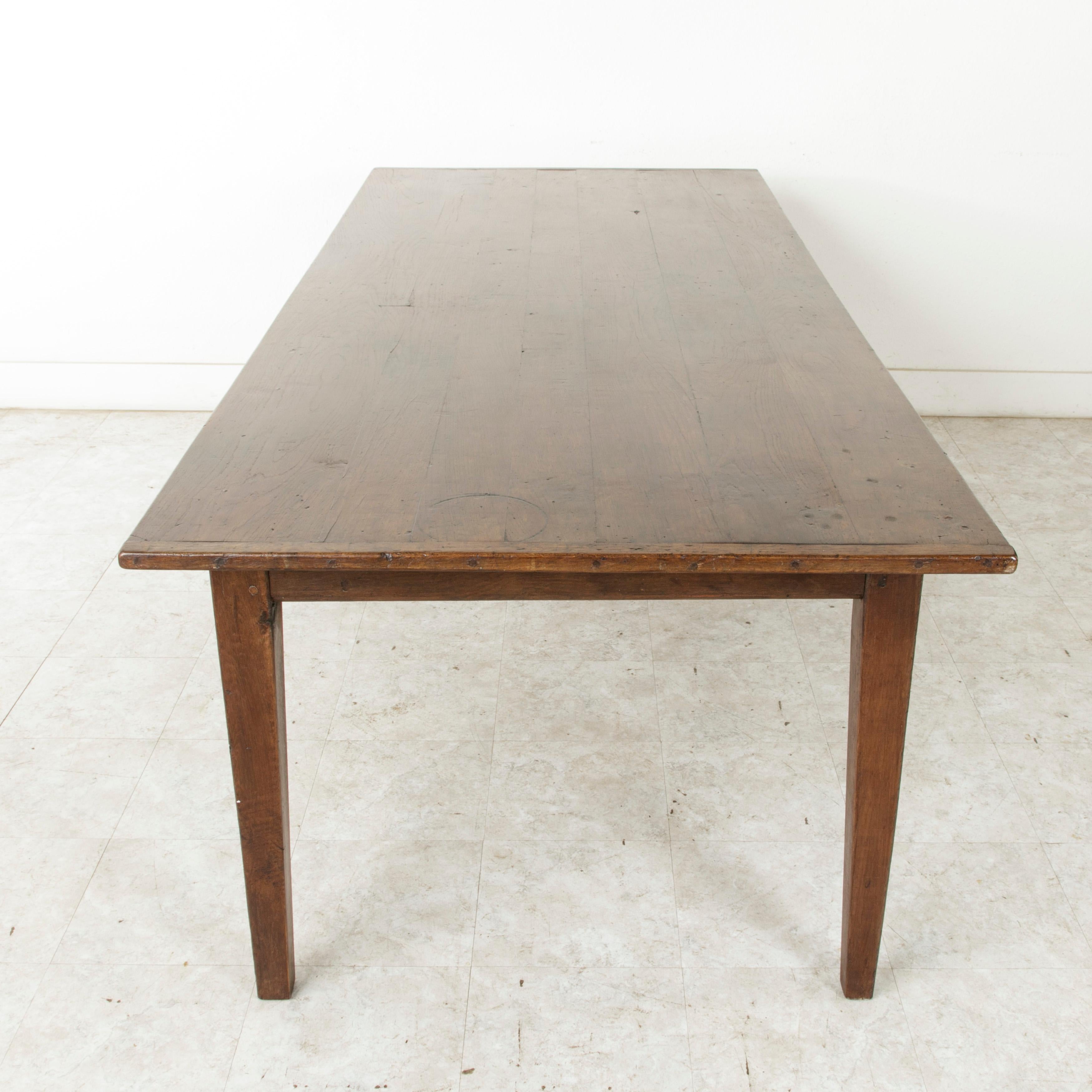 Long French Oak Farm Table or Dining Table with Two Drawers, circa 1900  2