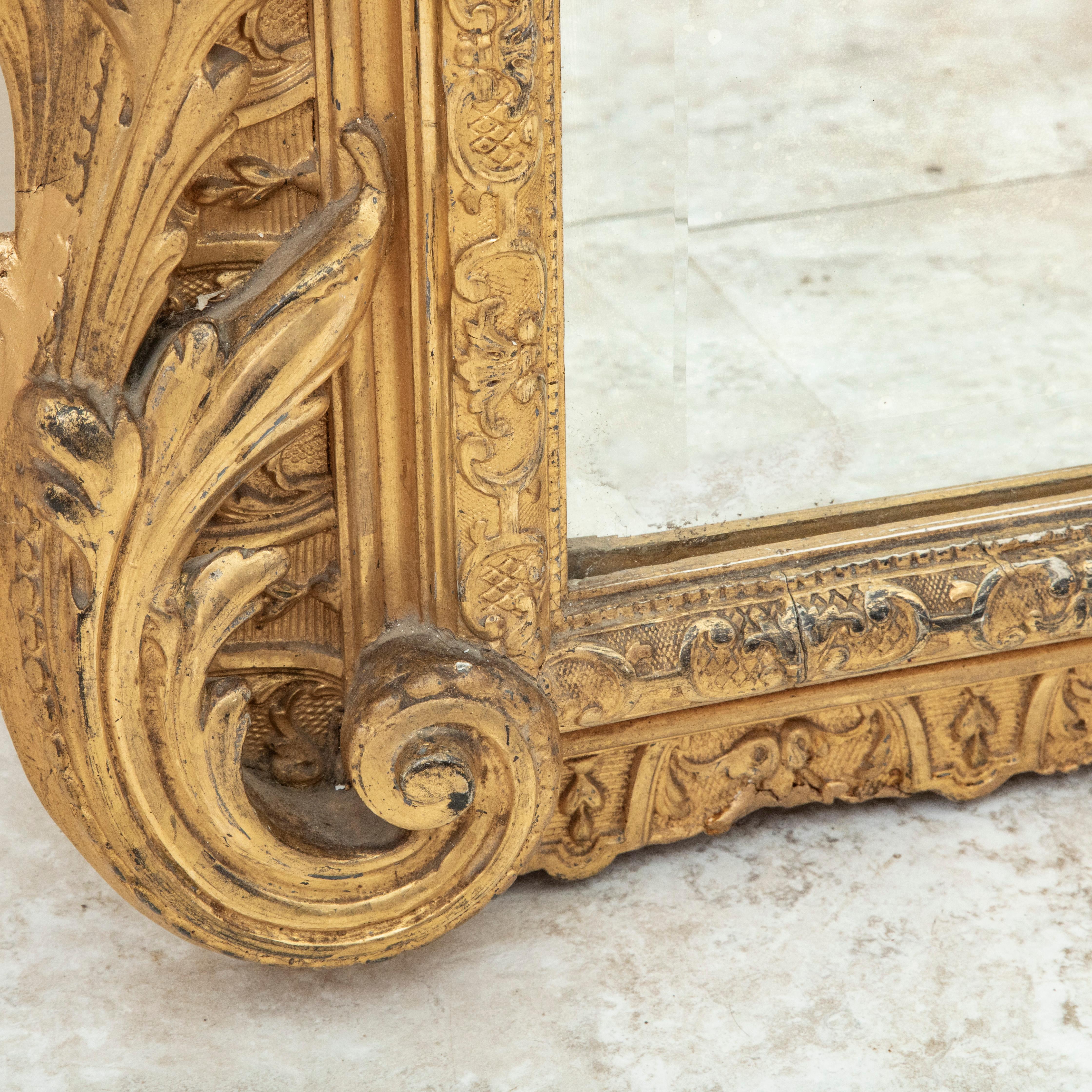 Specchio da terra in legno dorato alto otto piedi della metà del XIX secolo in stile Reggenza francese in vendita 4